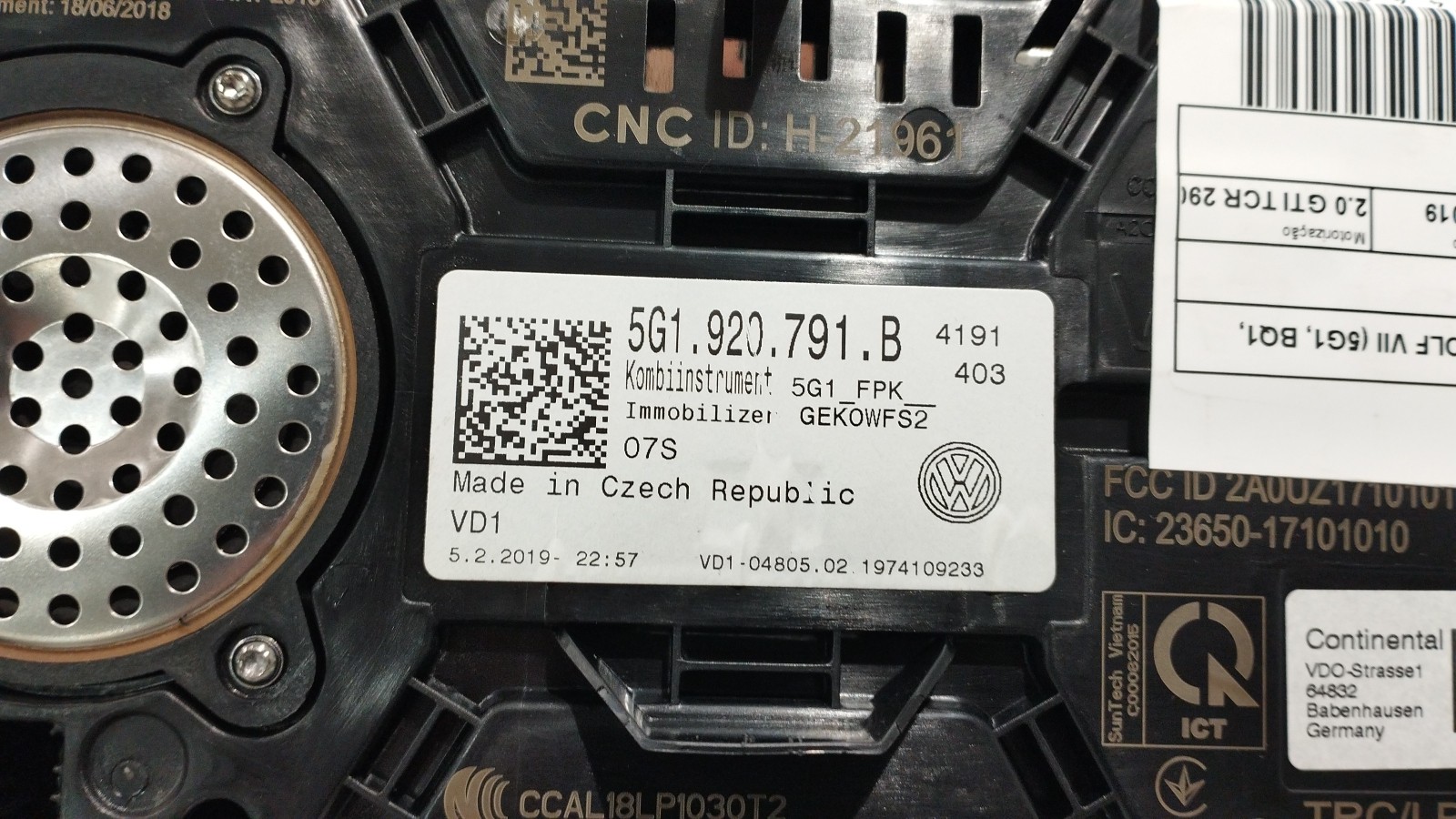 Quadrante VOLKSWAGEN GOLF VII (5G1, BQ1, BE1, BE2) | 12 - 