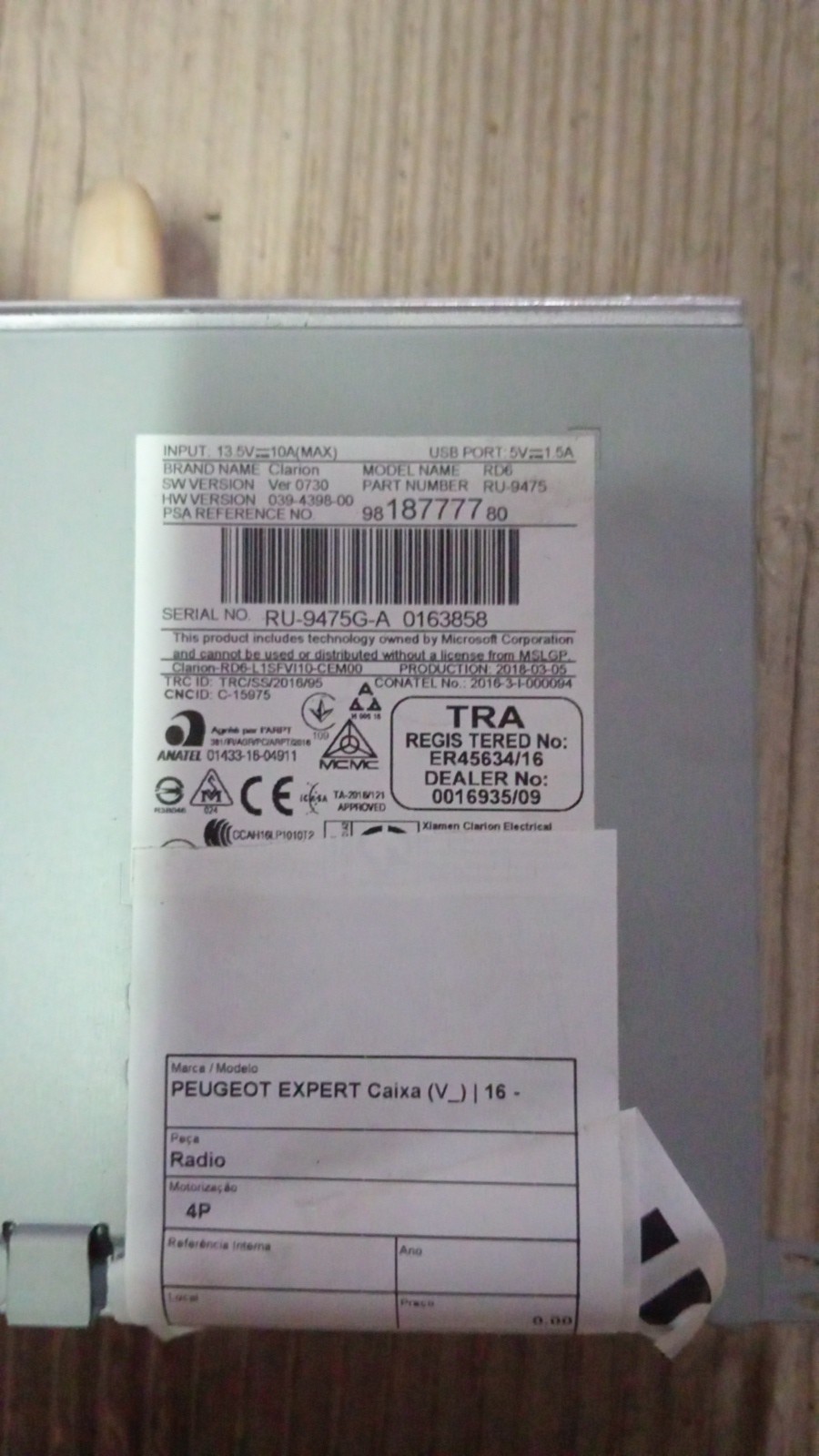 Radio PEUGEOT - ID S_99701