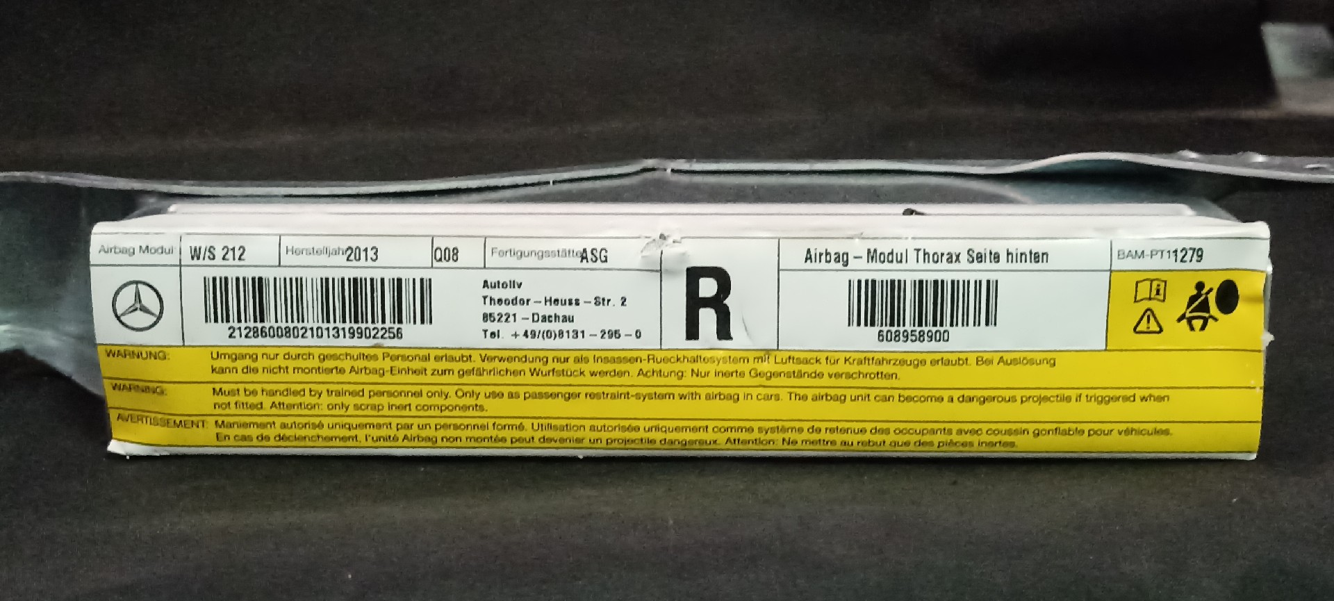 Airbag Banco MERCEDES-BENZ E-CLASS T-Model (S212) | 09 - 16