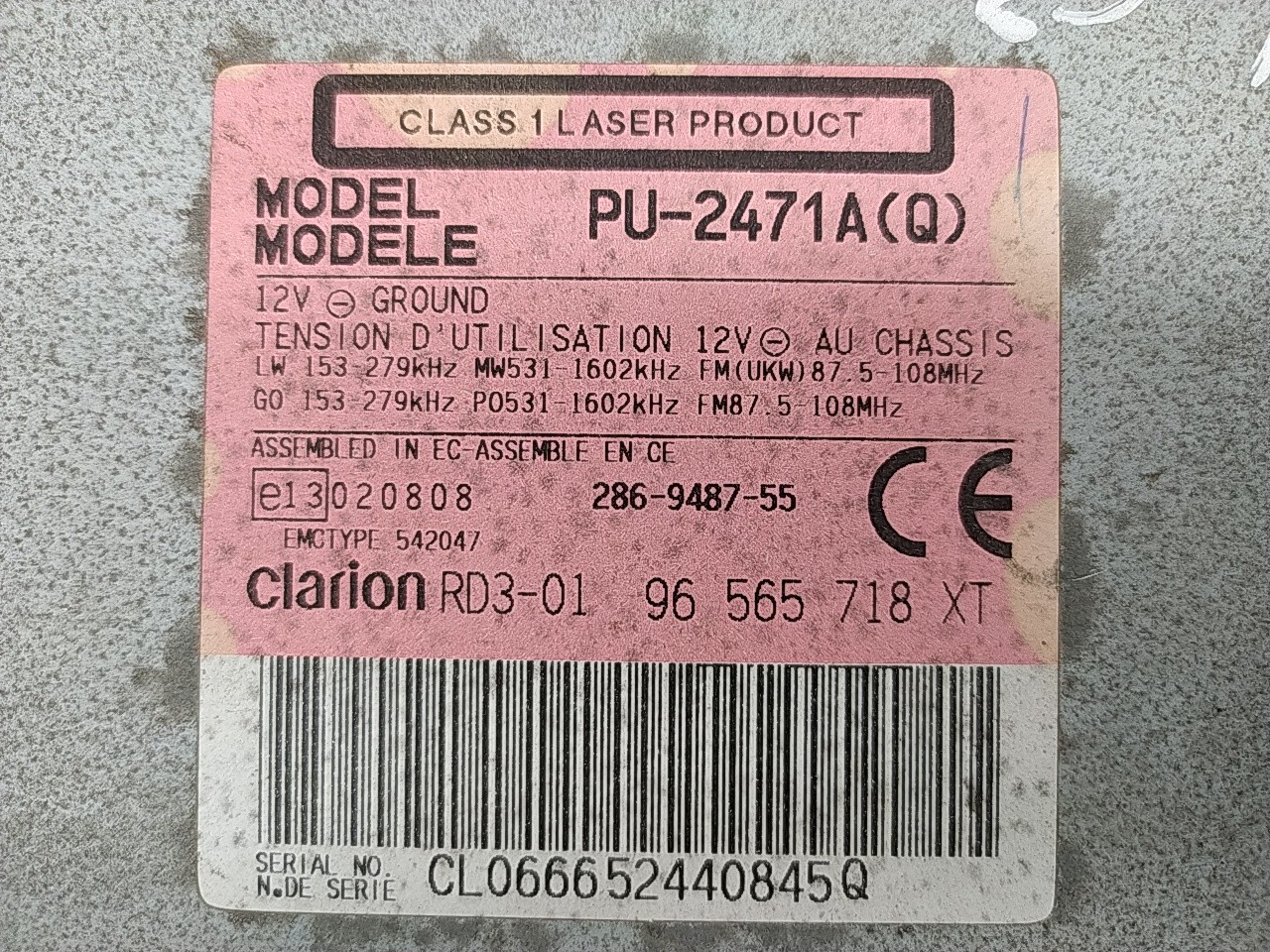 Auto radio cd (20266495).