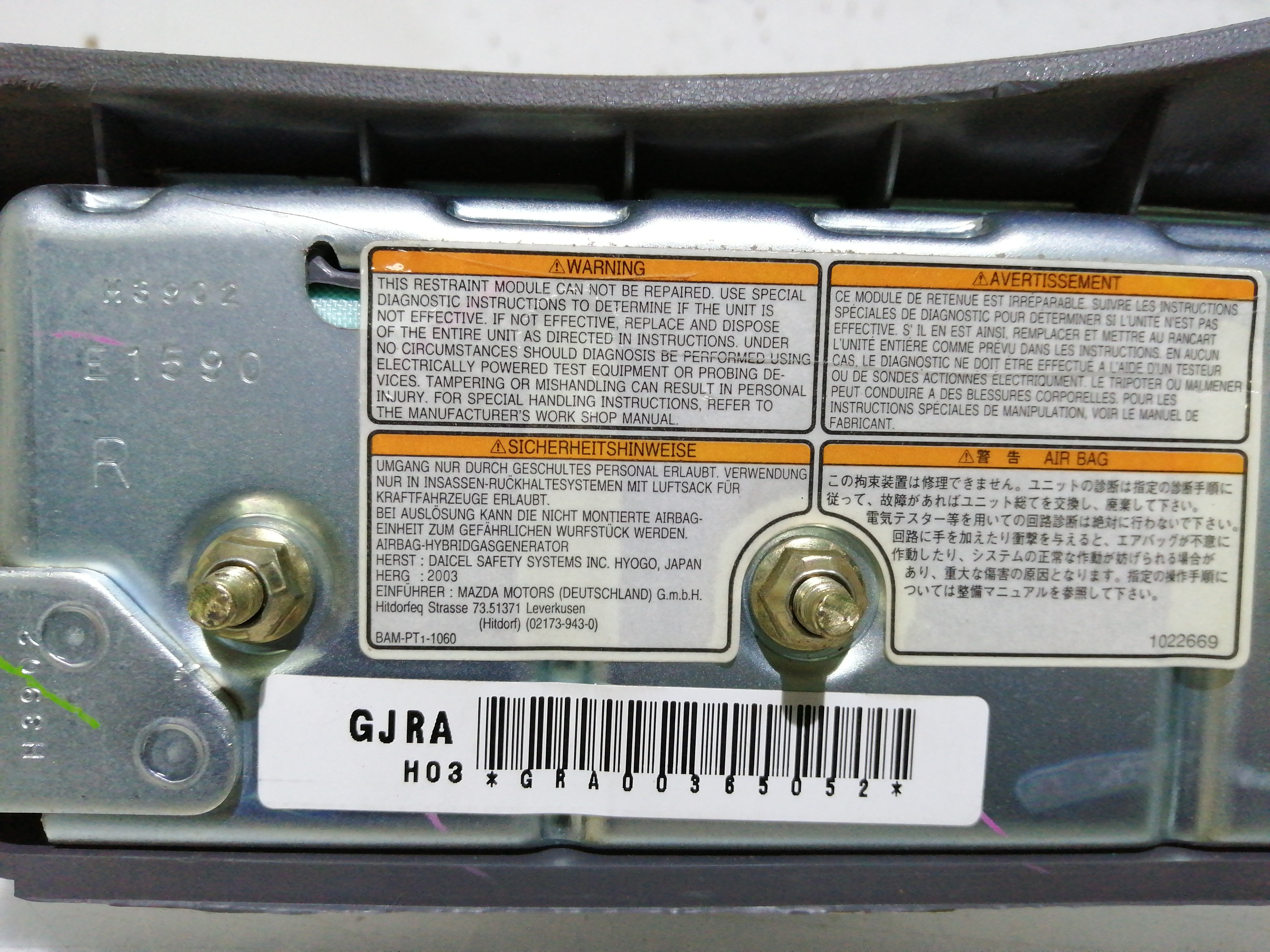 Airbag Banco Direito MAZDA 6 Hatchback (GG) | 02 - 08 Imagem-2