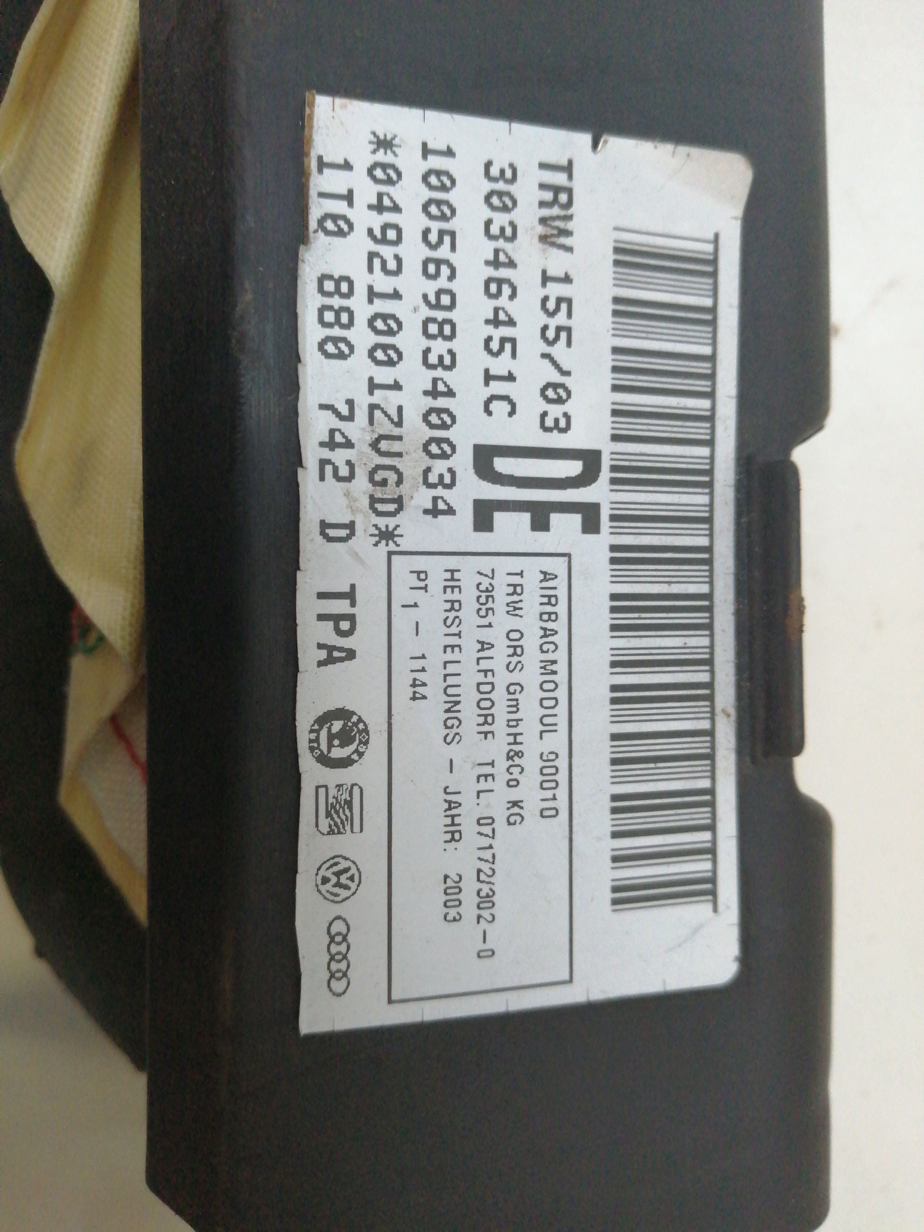 Cortina de airbag direita VOLKSWAGEN TOURAN (1T1, 1T2) | 03 - 10 Imagem-1