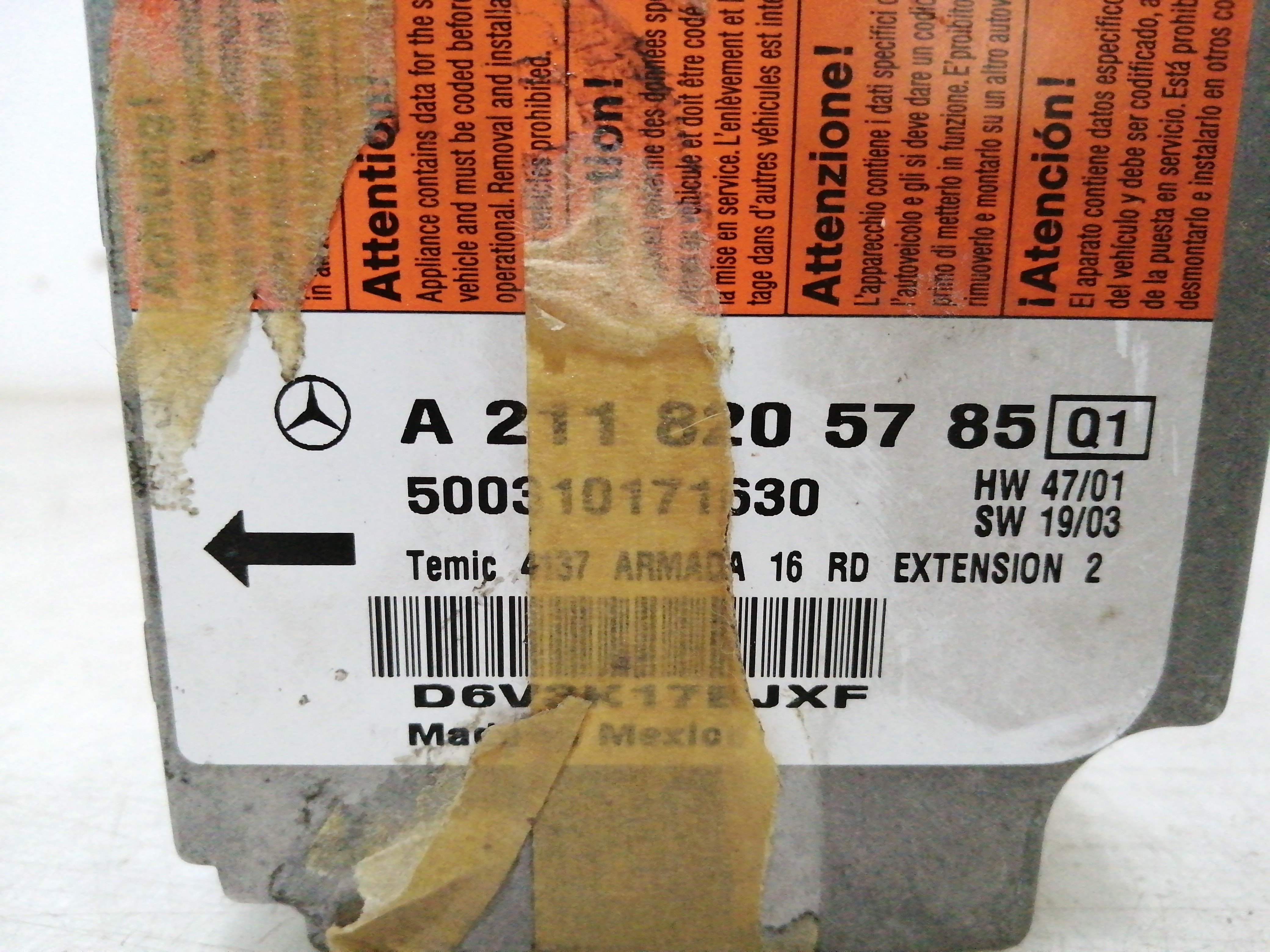 Centralina de Airbag MERCEDES-BENZ E-CLASS (W211) | 02 - 09 Imagem-2