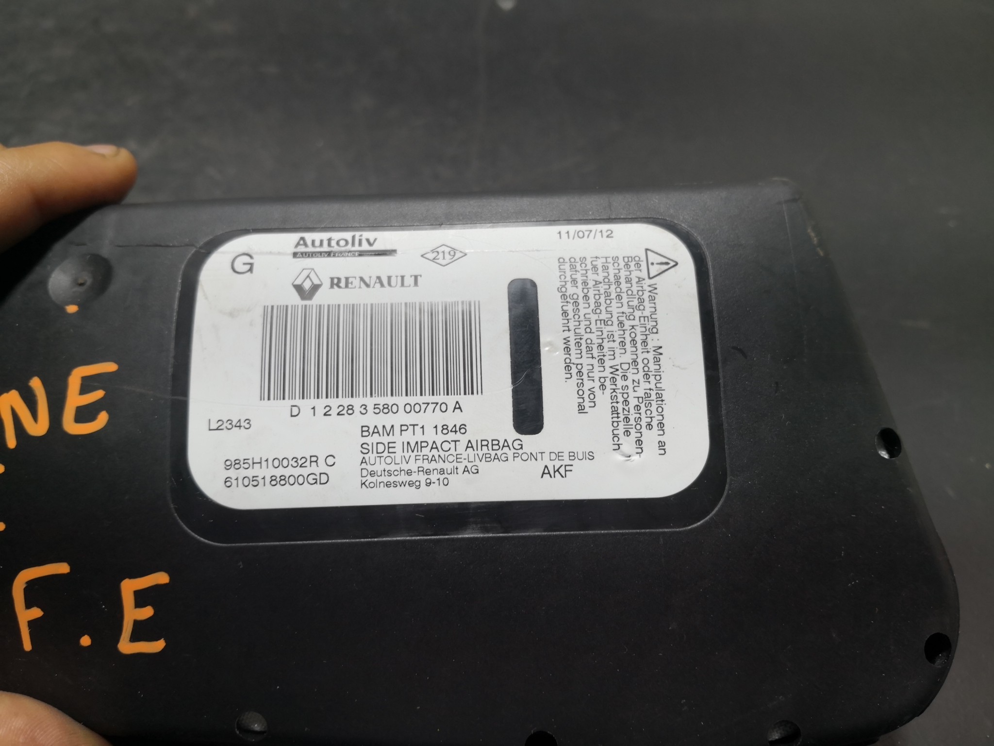 Airbag Banco Esq RENAULT MEGANE III Grandtour (KZ0/1) | 08 -  Imagem-1