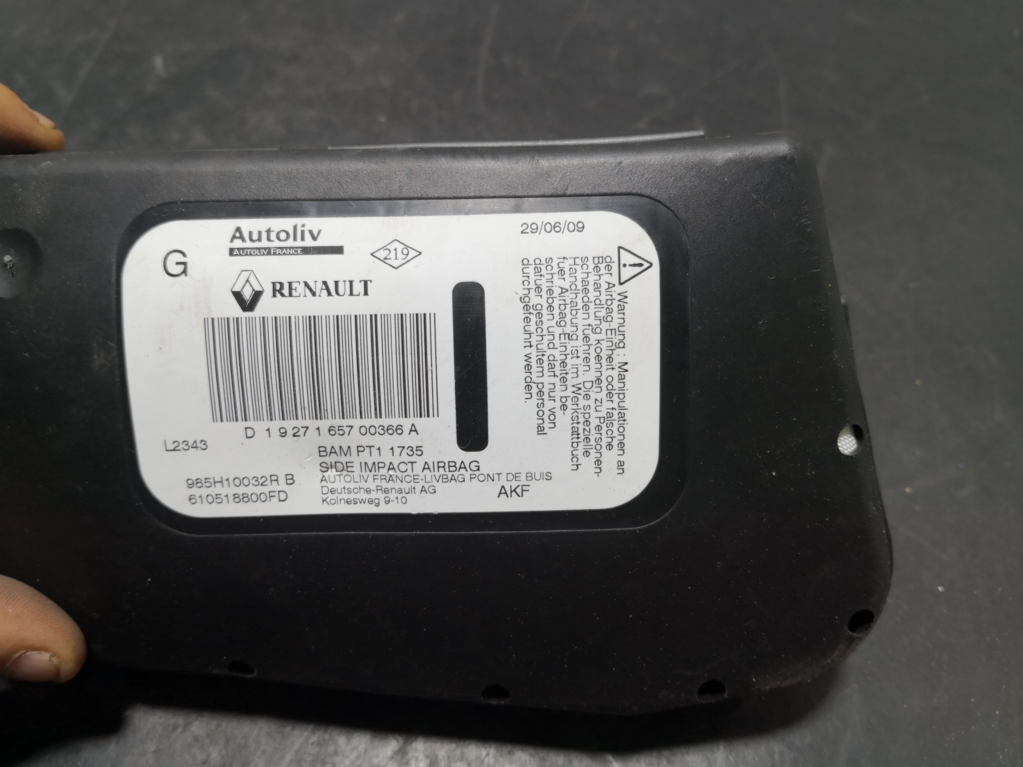 Airbag Banco Esq RENAULT MEGANE III Grandtour (KZ0/1) | 08 -  Imagem-1