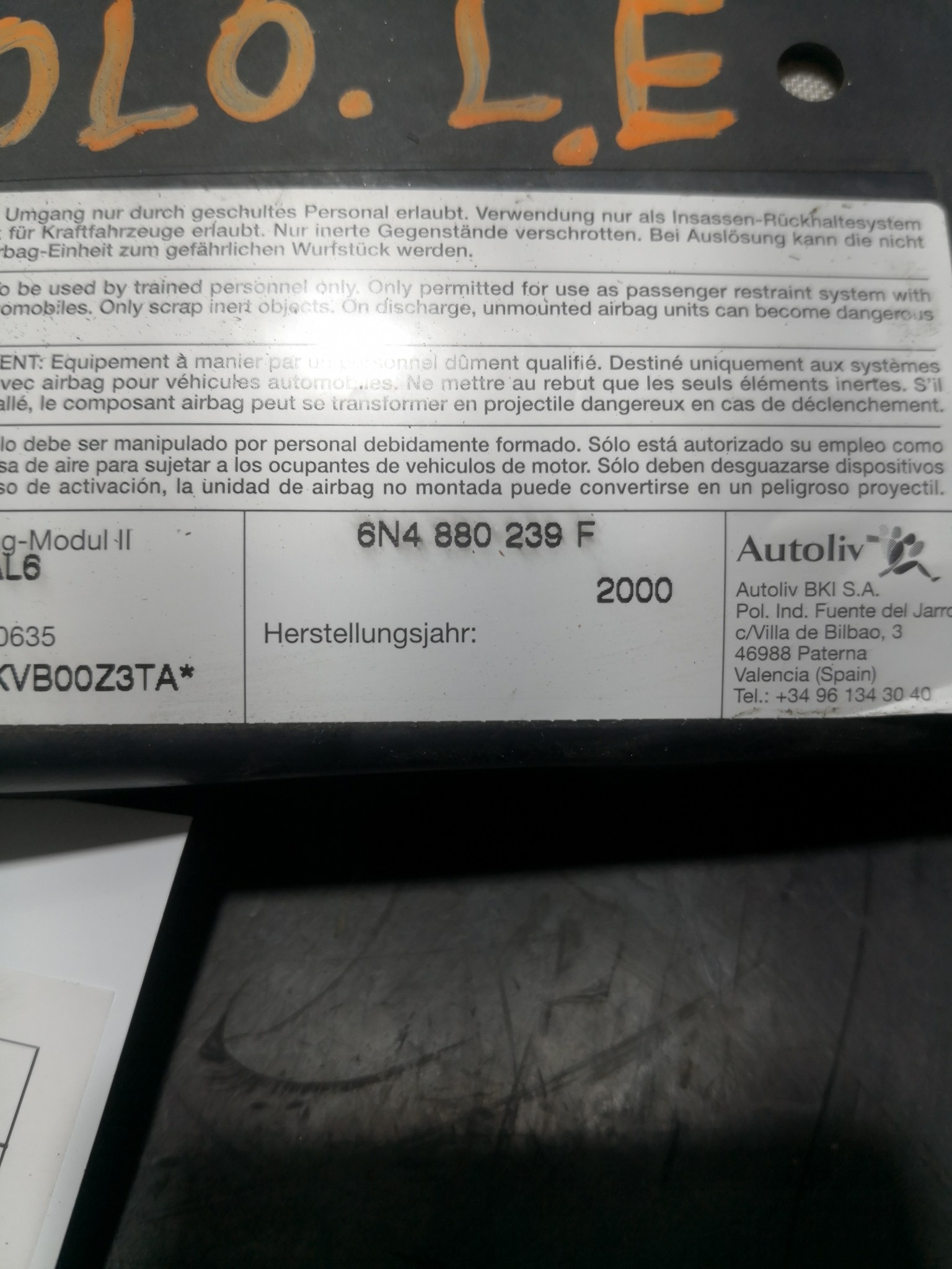 Airbag Banco Esq VOLKSWAGEN - ID S_90232