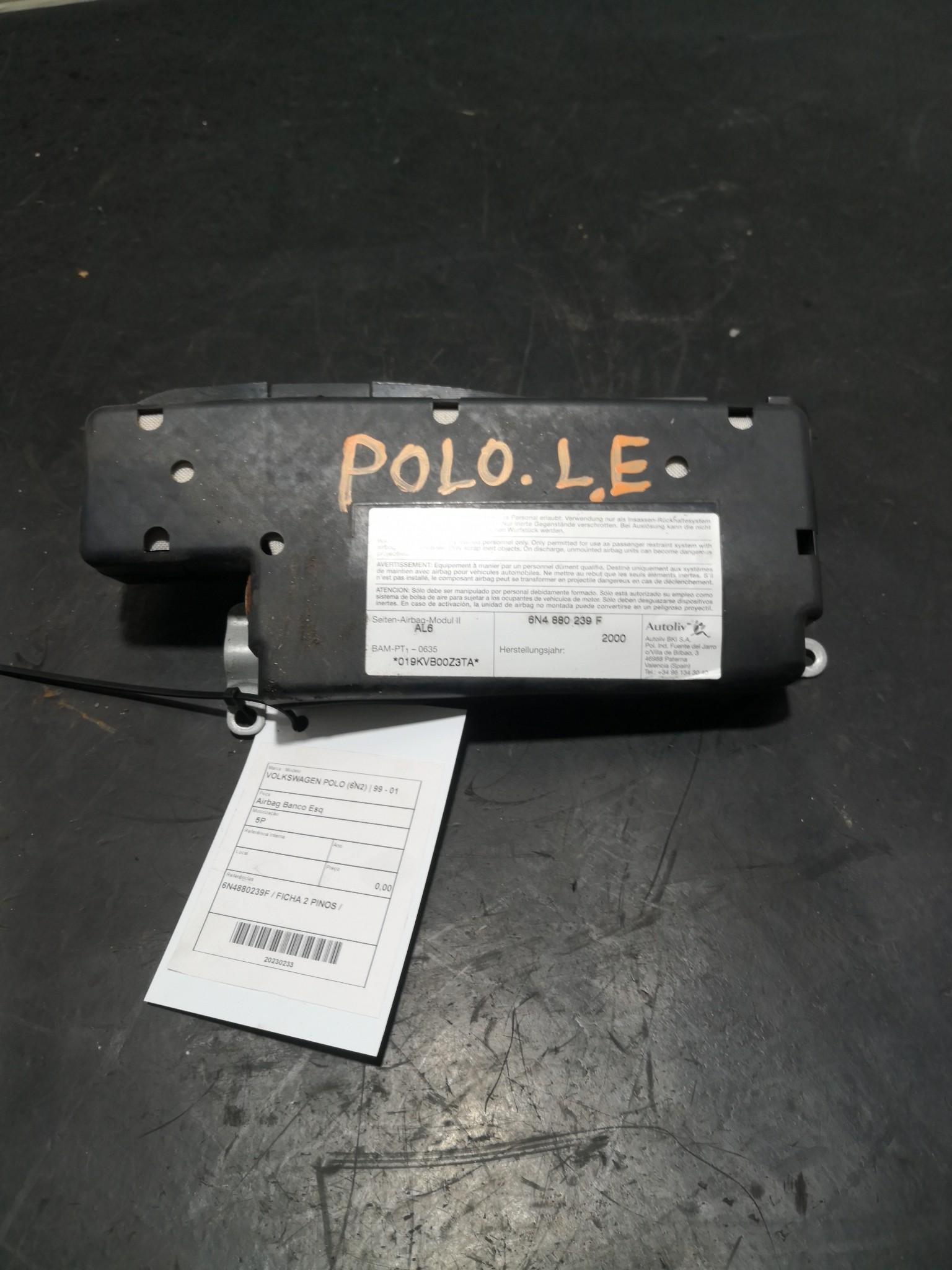 Airbag Banco Esq VOLKSWAGEN POLO (6N2) | 99 - 01 Imagem-1