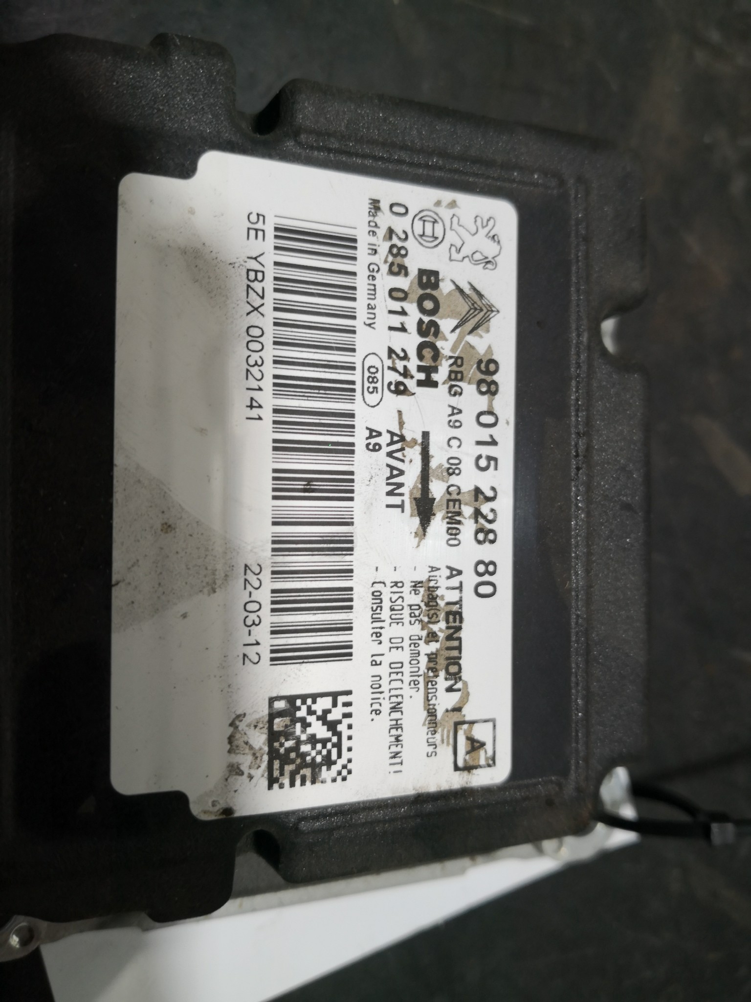 Centralina de Airbags PEUGEOT 208 I (CA_, CC_) | 12 -  Imagem-1