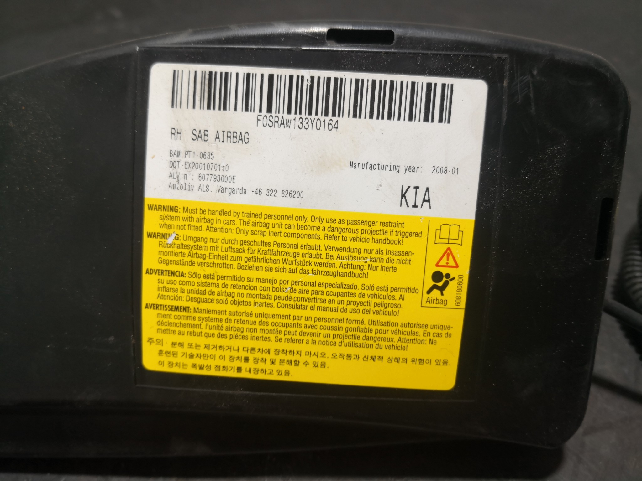 Airbag Banco Dto KIA CEED SW (ED) | 07 - 12 Imagem-1