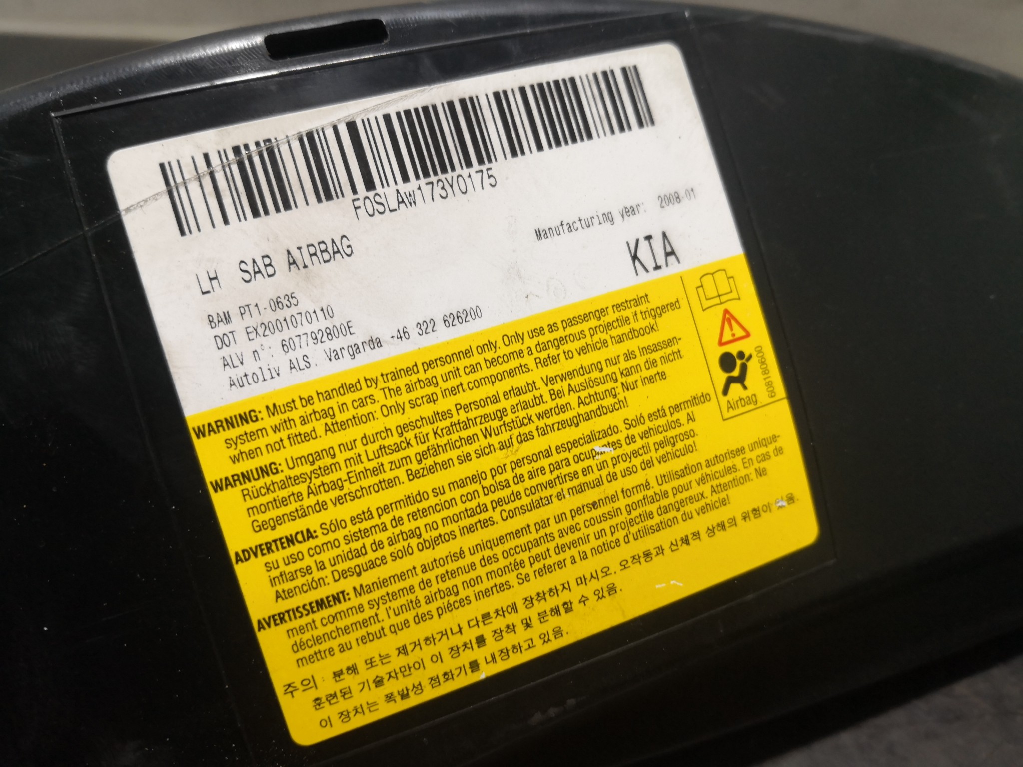 Airbag Banco Esq KIA CEED SW (ED) | 07 - 12 Imagem-1