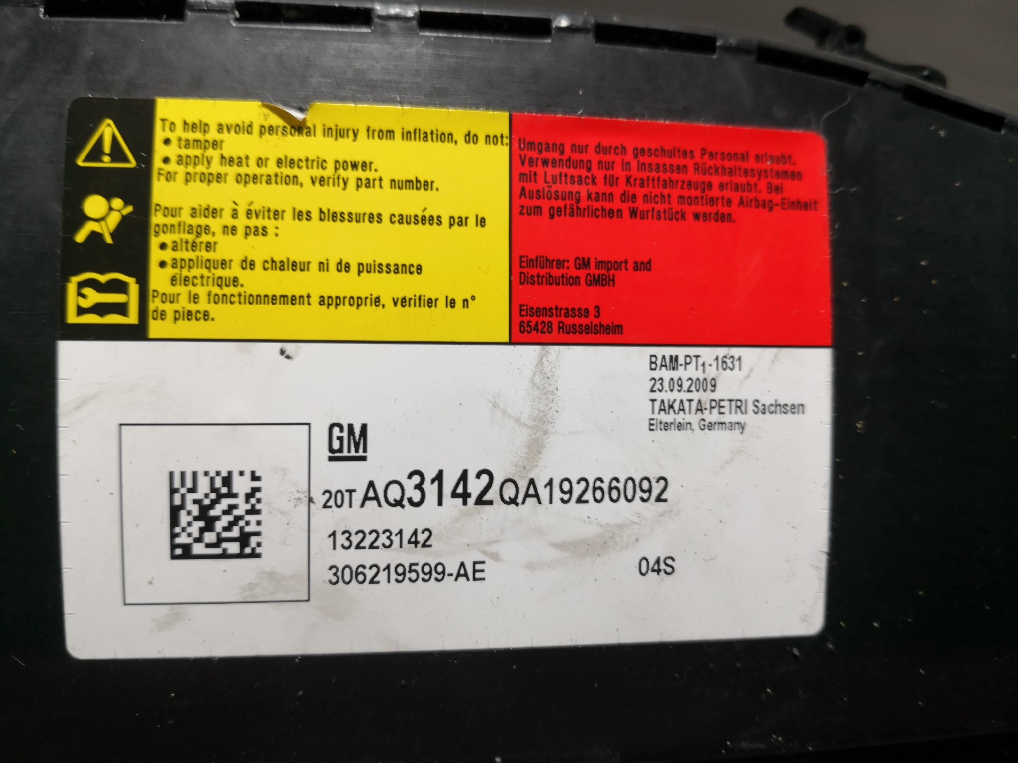 Airbag Banco Esq OPEL INSIGNIA A Sports Tourer (G09) | 08 - 17 Imagem-1