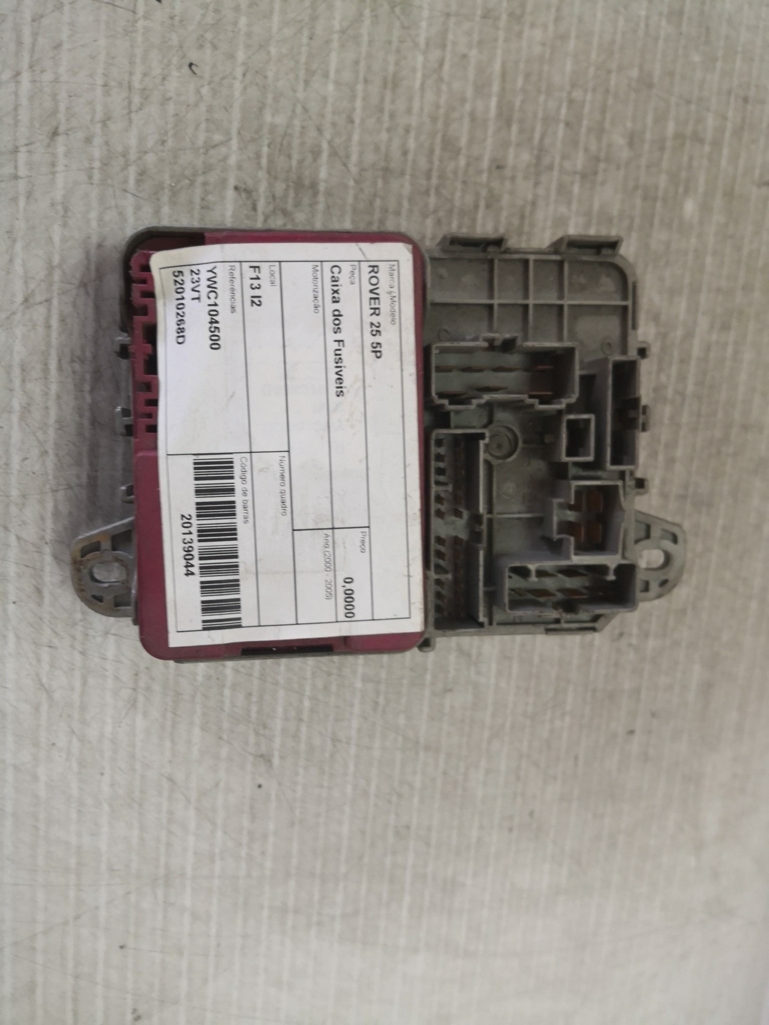Caixa dos Fusíveis ROVER - ID S_29043