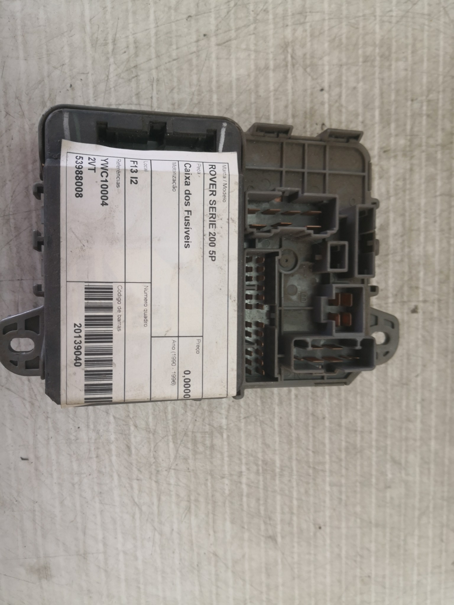 Caixa dos Fusíveis ROVER - ID S_29039