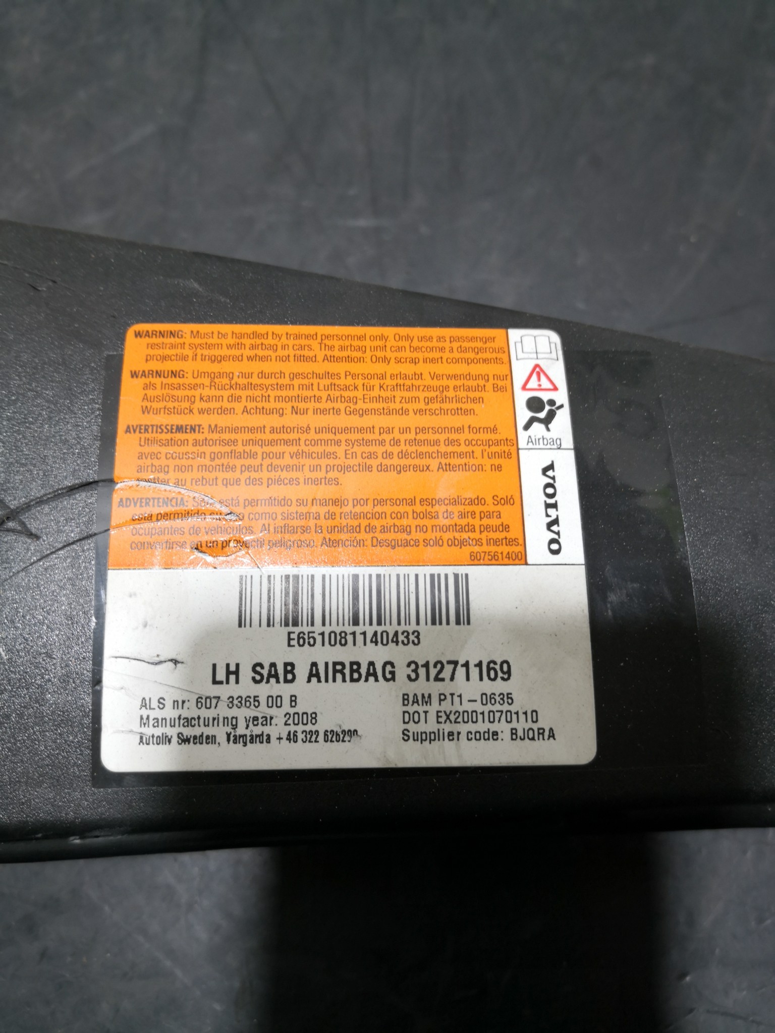 Airbag Banco Esq VOLVO V50 (545) | 03 - 12 Imagem-3