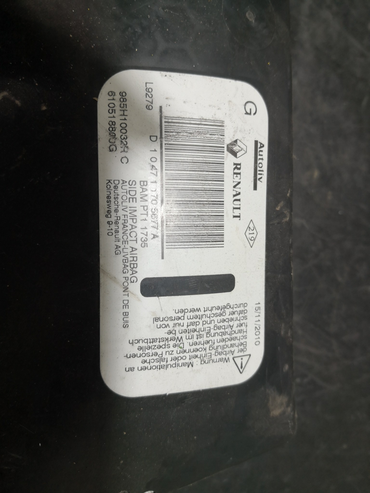 Airbag Banco Esq RENAULT MEGANE III Hatchback (BZ0/1_) | 08 -  Imagem-1