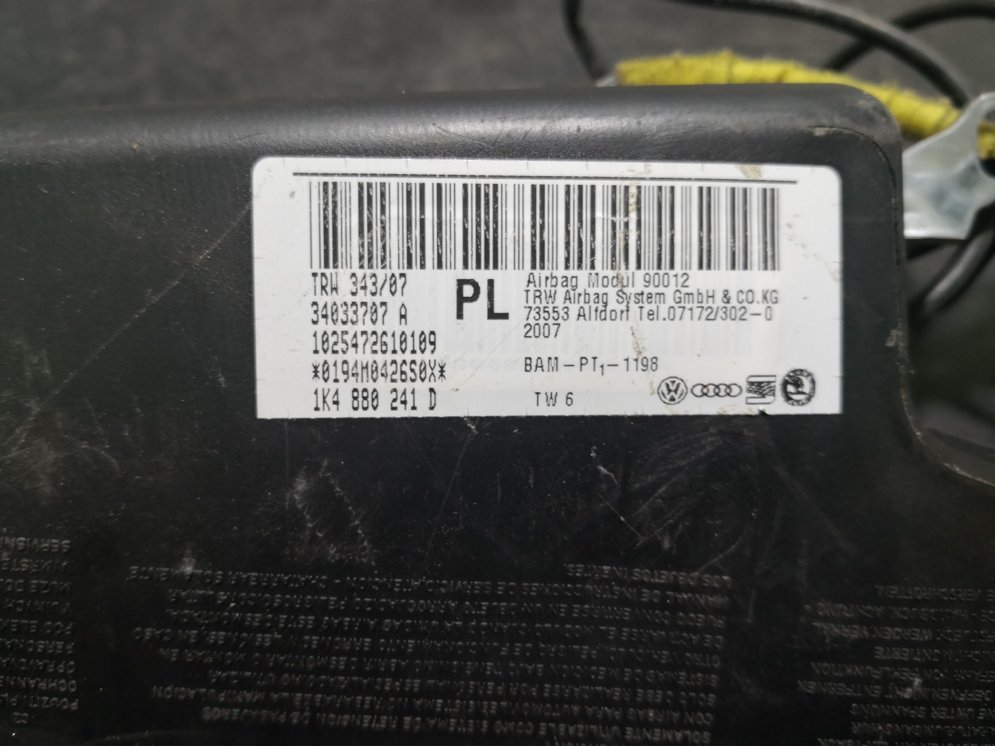 Airbag Banco Esq VOLKSWAGEN GOLF V (1K1) | 03 - 09 Imagem-3