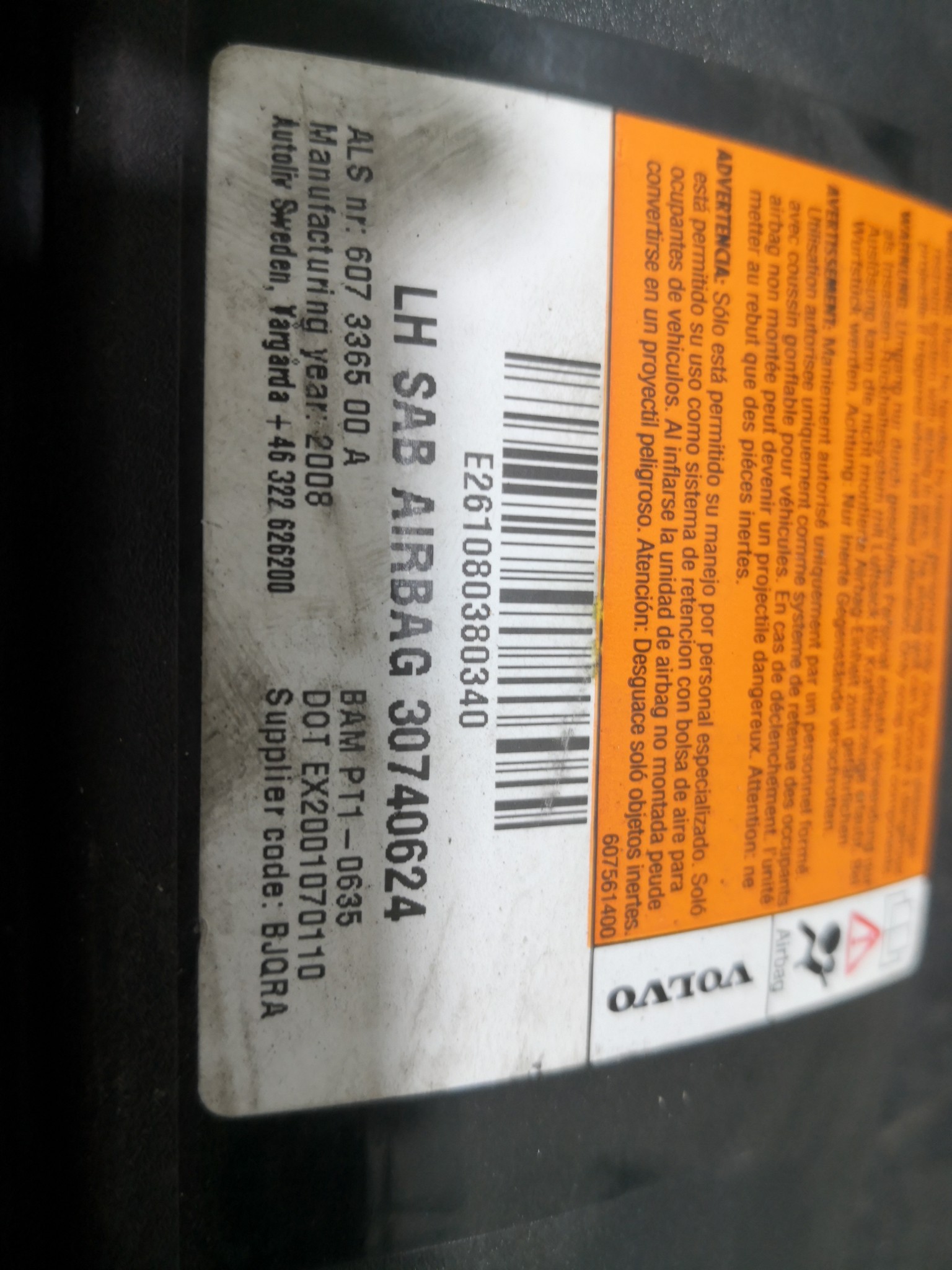 Airbag Banco Esq VOLVO V50 (545) | 03 - 12 Imagem-1