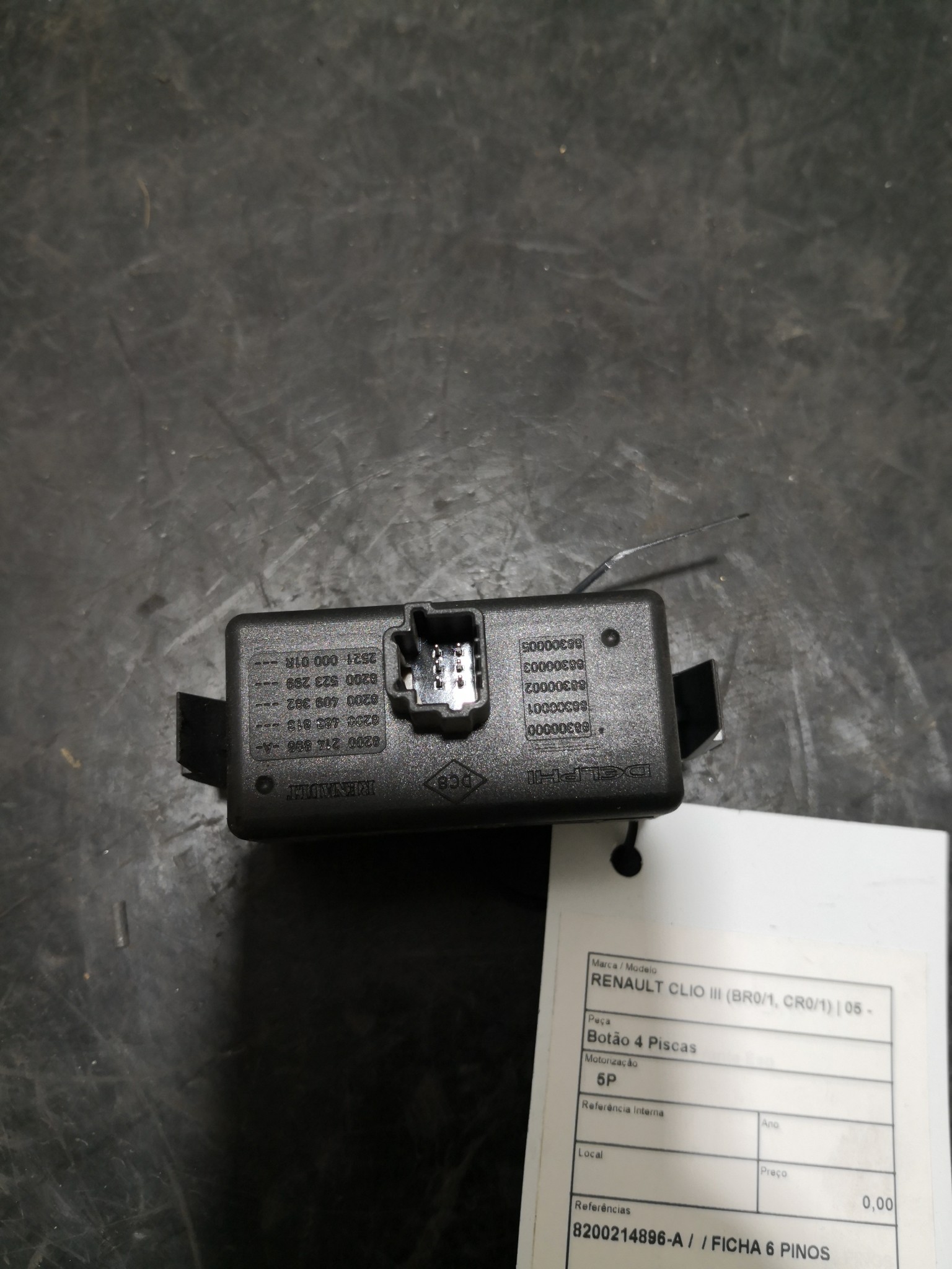Botão 4 Piscas RENAULT CLIO III (BR0/1, CR0/1) | 05 -  Imagem-1