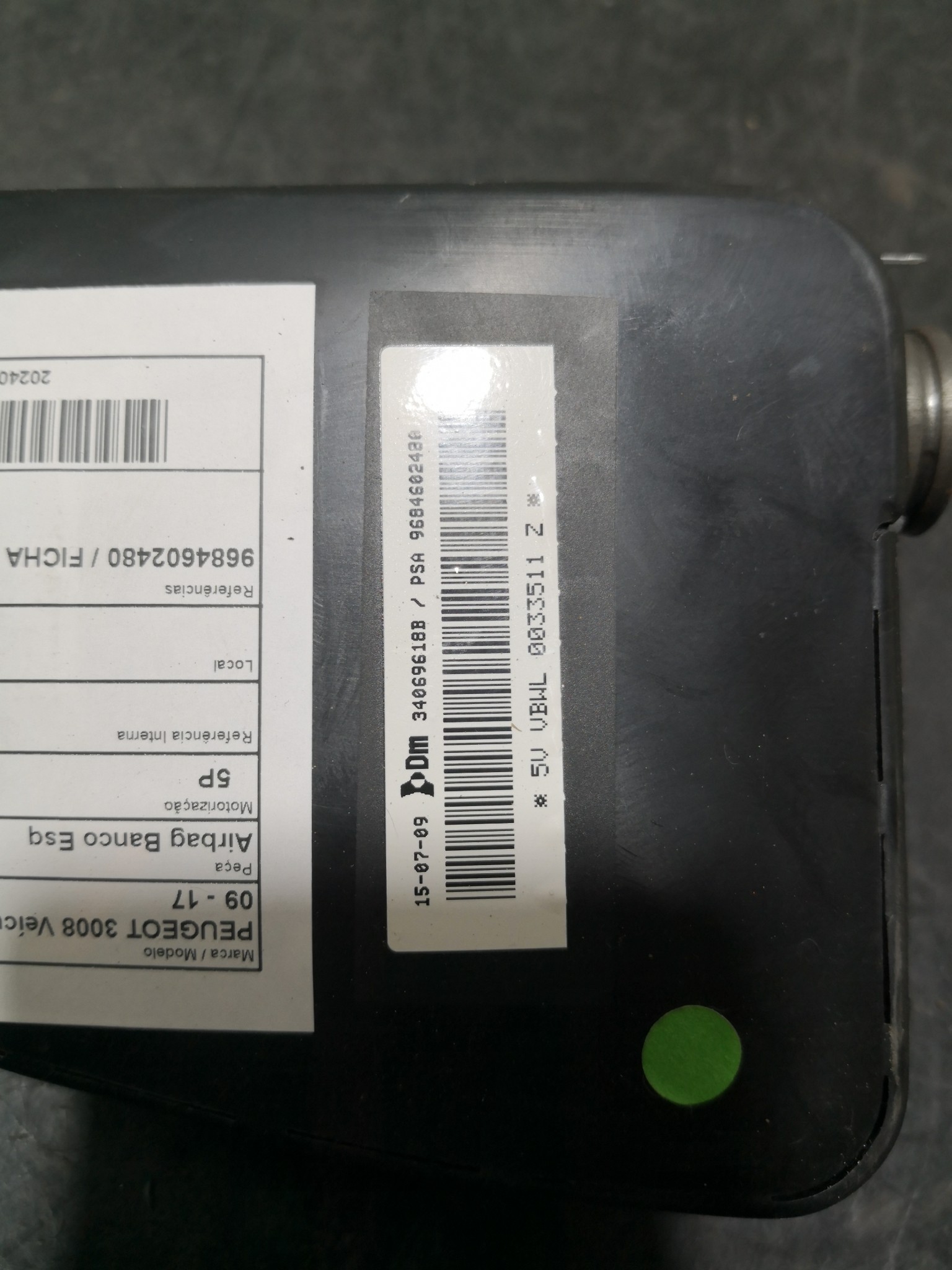 Airbag Banco Esq PEUGEOT 3008 Veículo multiuso (0U_) | 09 - 17 Imagem-1