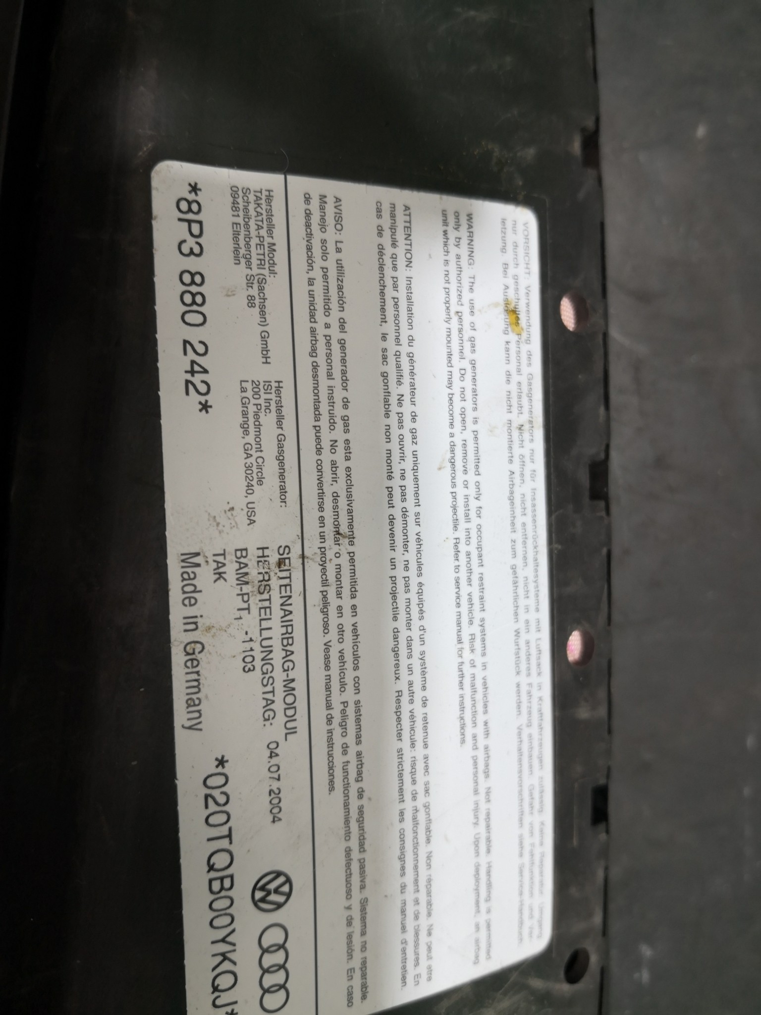 Airbag Banco Dto AUDI A3 (8P1) | 03 - 13 Imagem-2