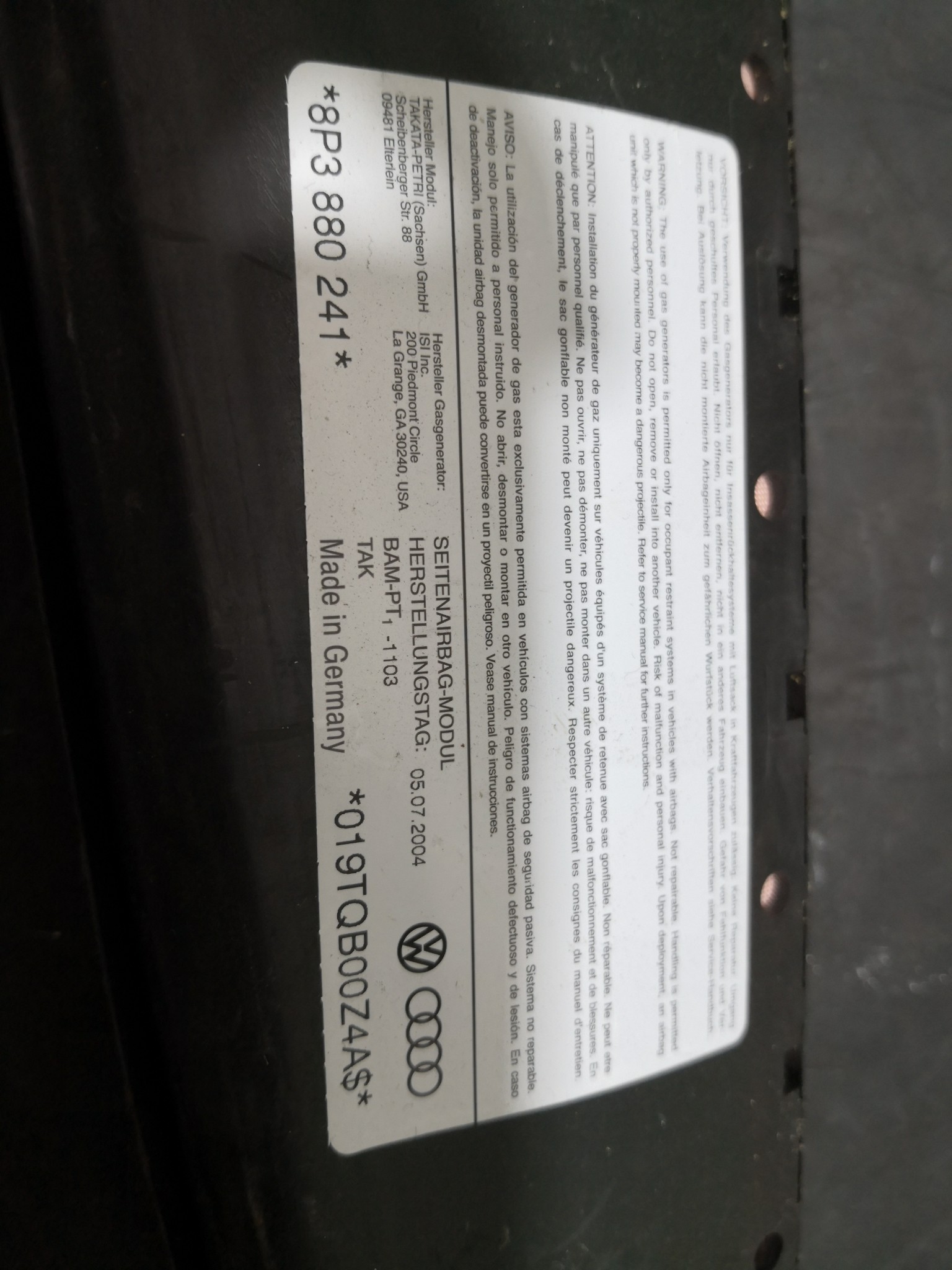 Airbag Banco Esq AUDI A3 (8P1) | 03 - 13 Imagem-2