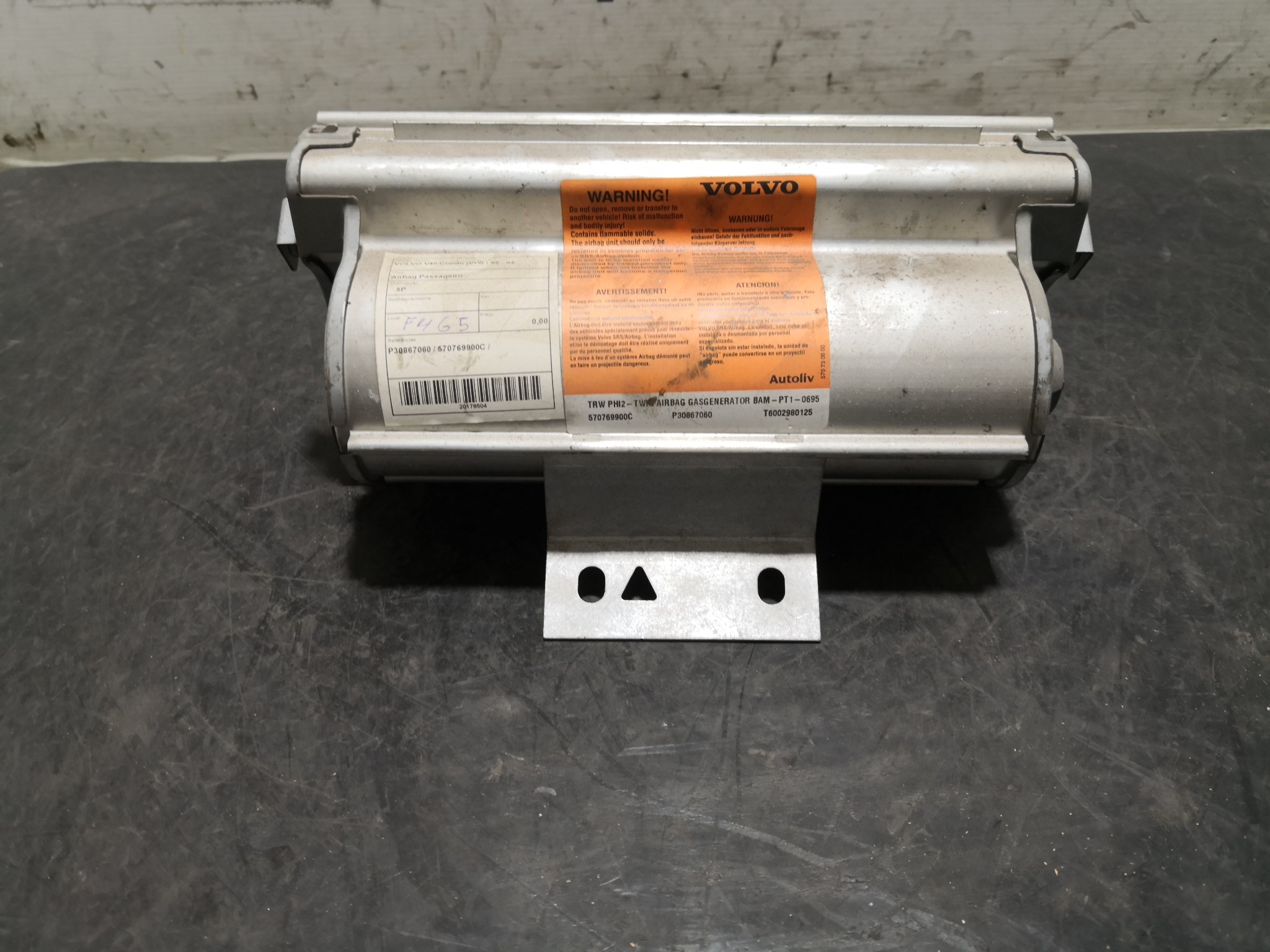 Airbag Passageiro VOLVO V40 Combi (645) | 95 - 04 Imagem-1