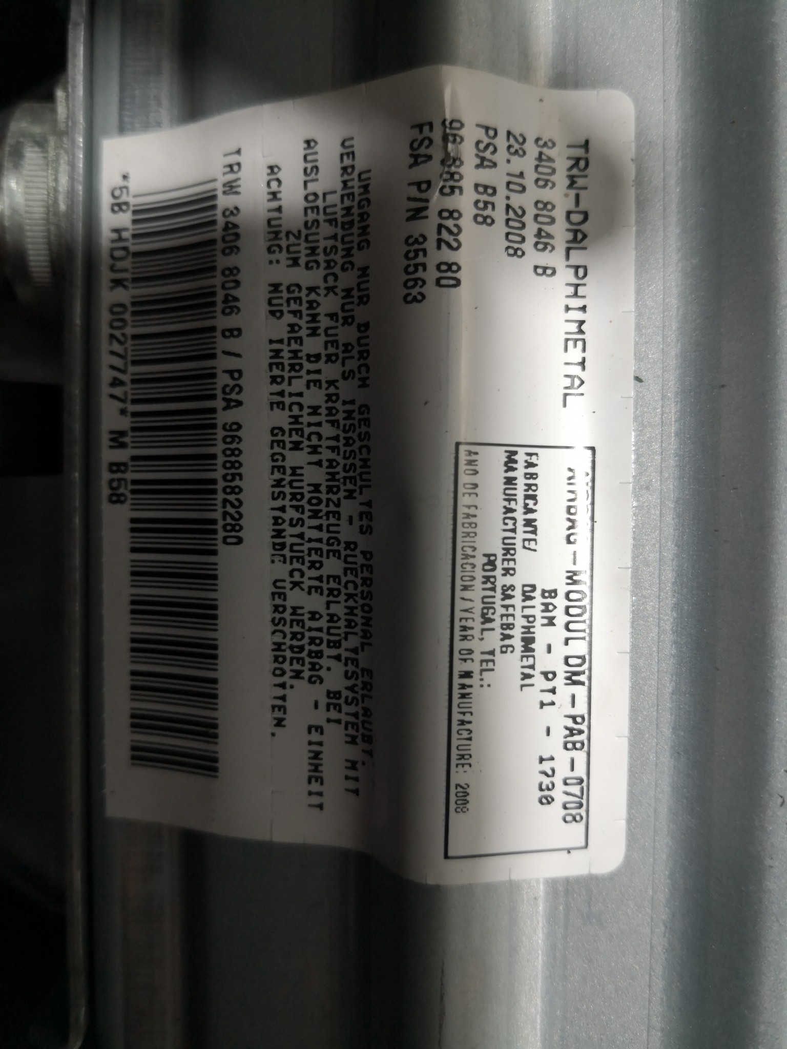 Airbag Passageiro CITROEN C4 Grand Picasso I (UA_) | 06 - 13 Imagem-3