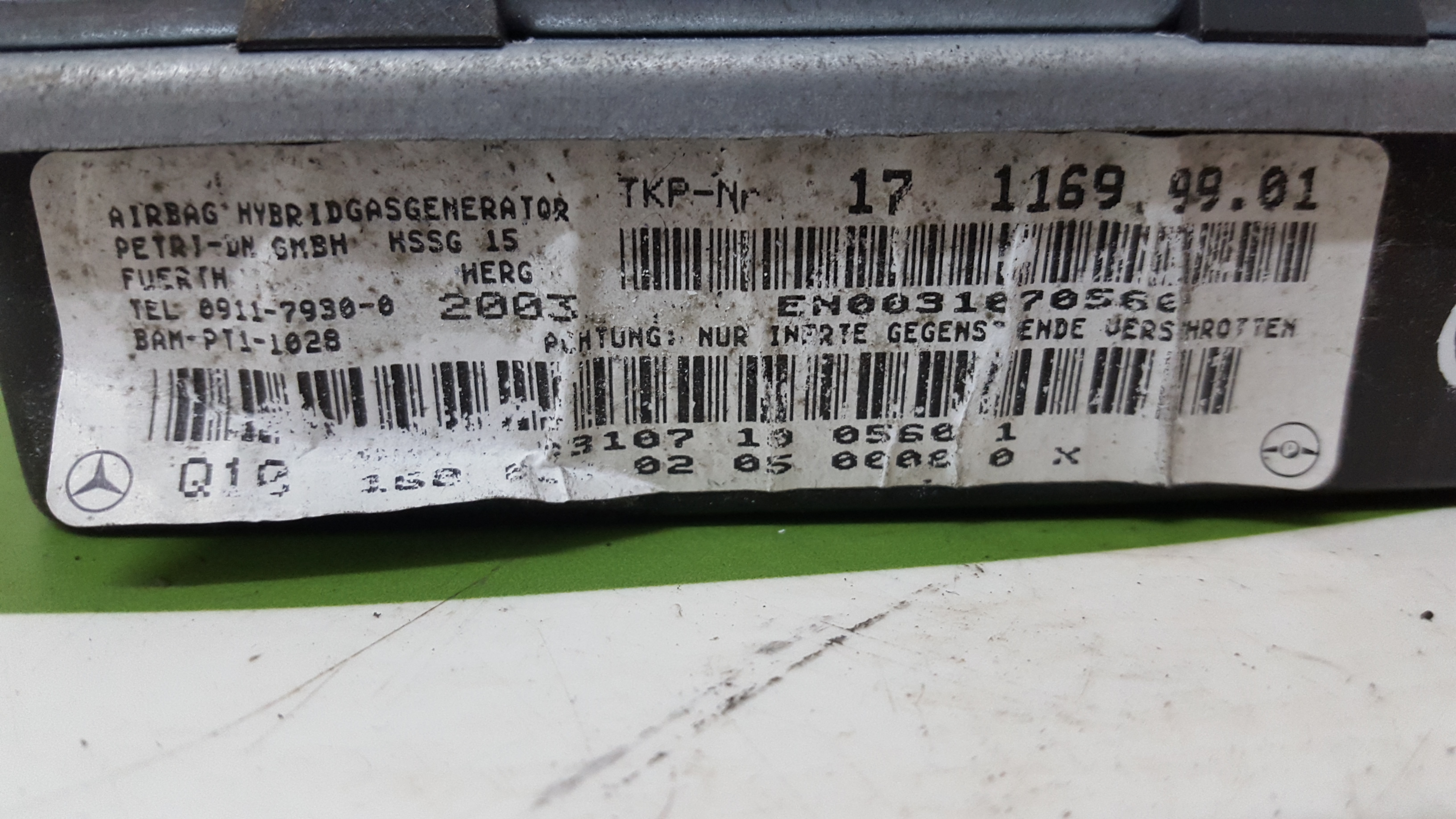 Airbag de Porta Frente Dto MERCEDES-BENZ A-CLASS (W168) | 97 - 05 Imagem-1