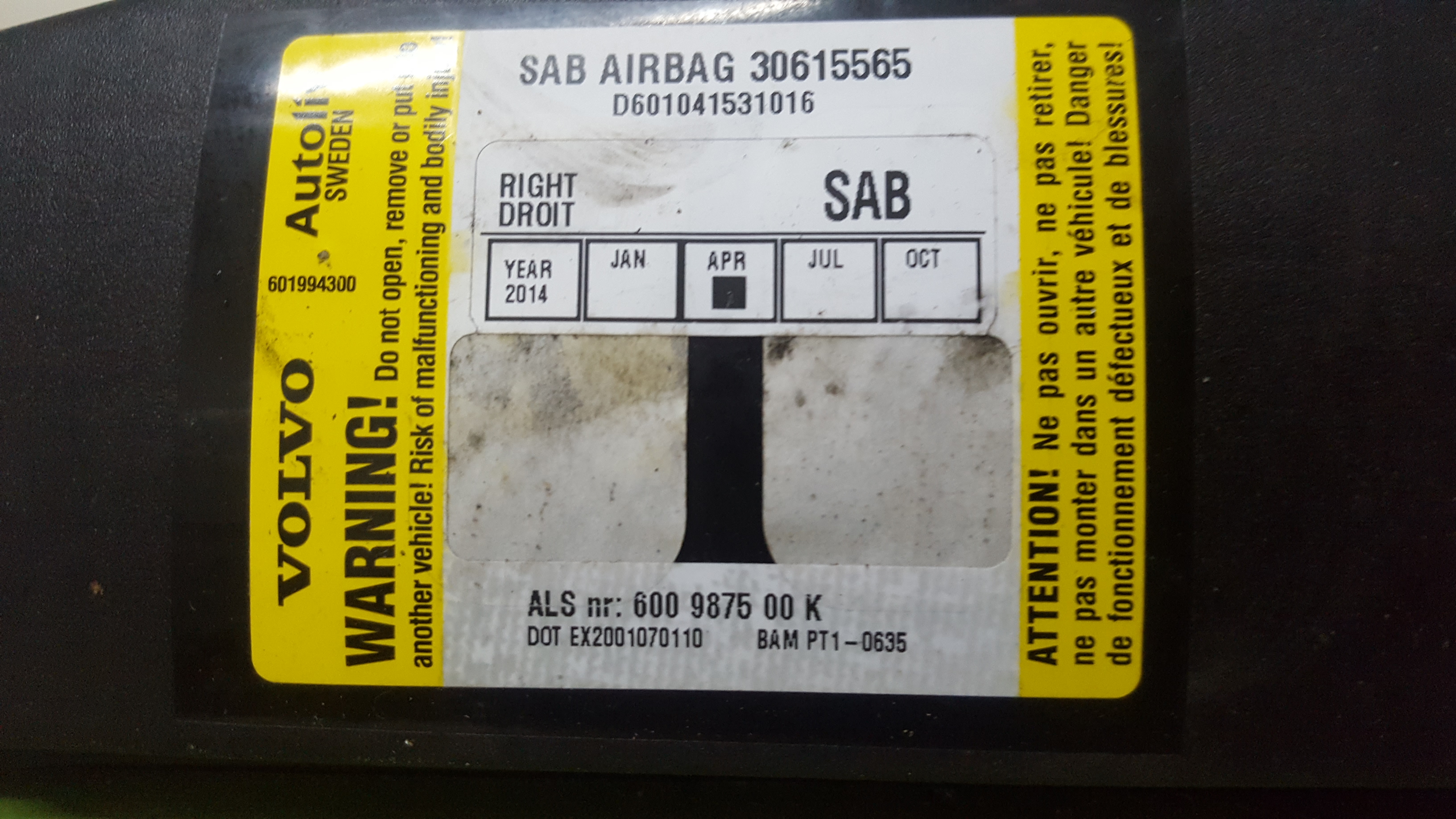 Airbag Banco Dto VOLVO V50 (545) | 03 - 12 Imagem-1