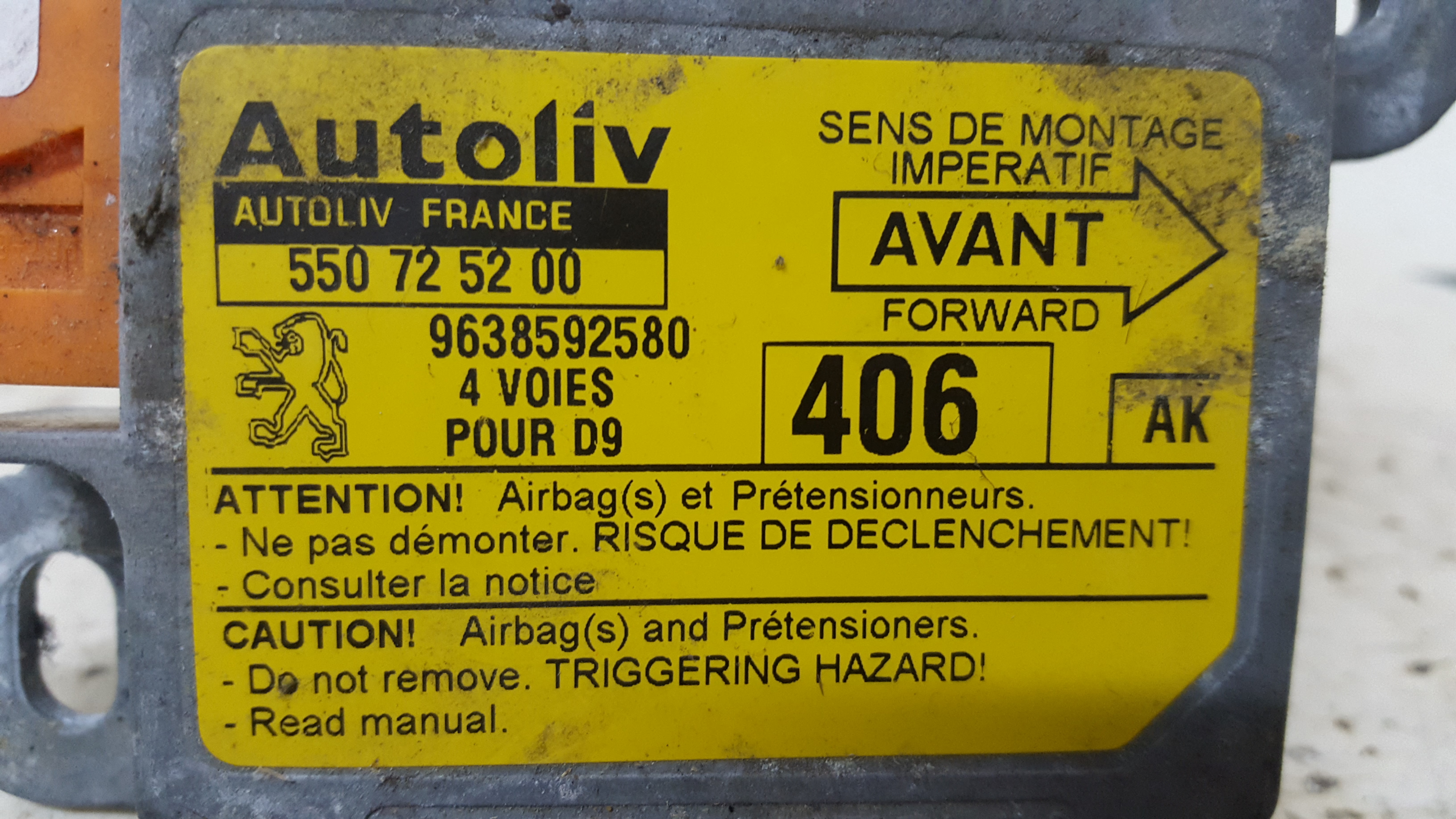 Centralina de Airbags PEUGEOT 406 (8B) | 95 - 05 Imagem-1