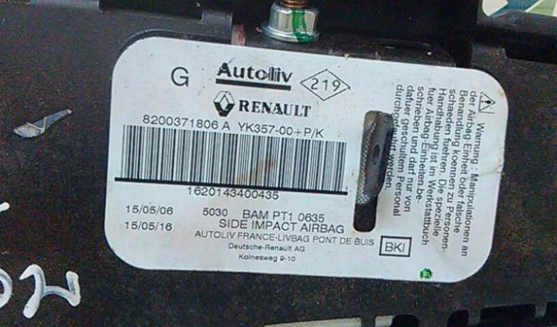 Airbag Banco Esq RENAULT MEGANE II (BM0/1_, CM0/1_) | 01 - 12 Imagem-4