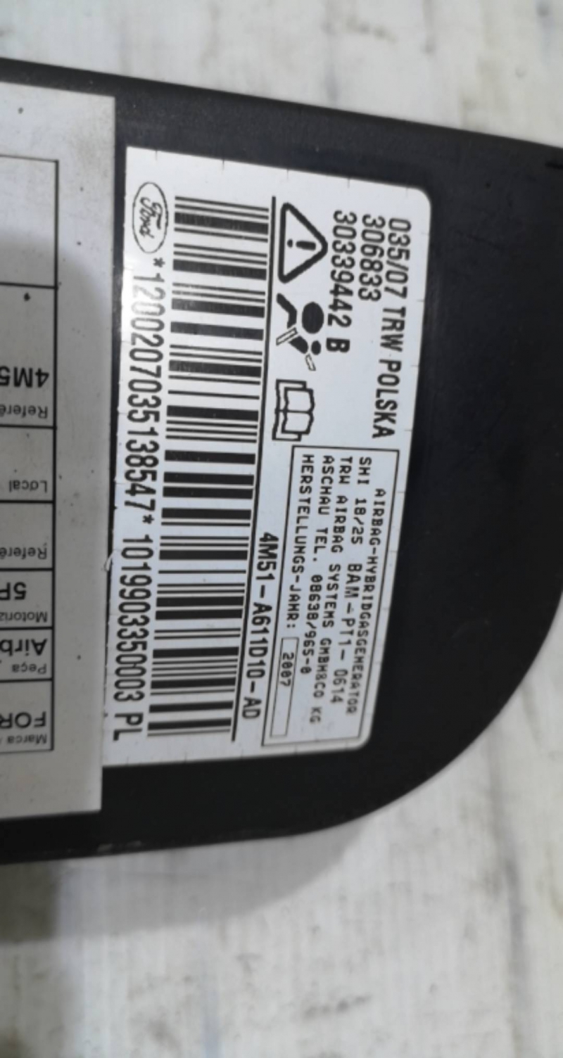 Airbag Banco Dto FORD FOCUS II (DA_, HCP, DP) | 04 - 13 Imagem-1