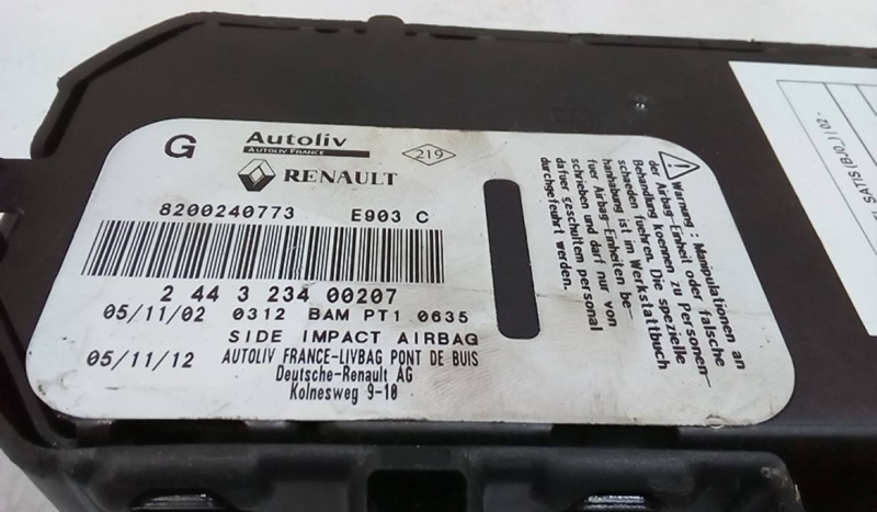 Airbag Banco Esq RENAULT VEL SATIS (BJ0_) | 02 -  Imagem-1