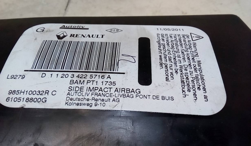 Airbag Banco Esq RENAULT MEGANE III Hatchback (BZ0/1_) | 08 -  Imagem-1