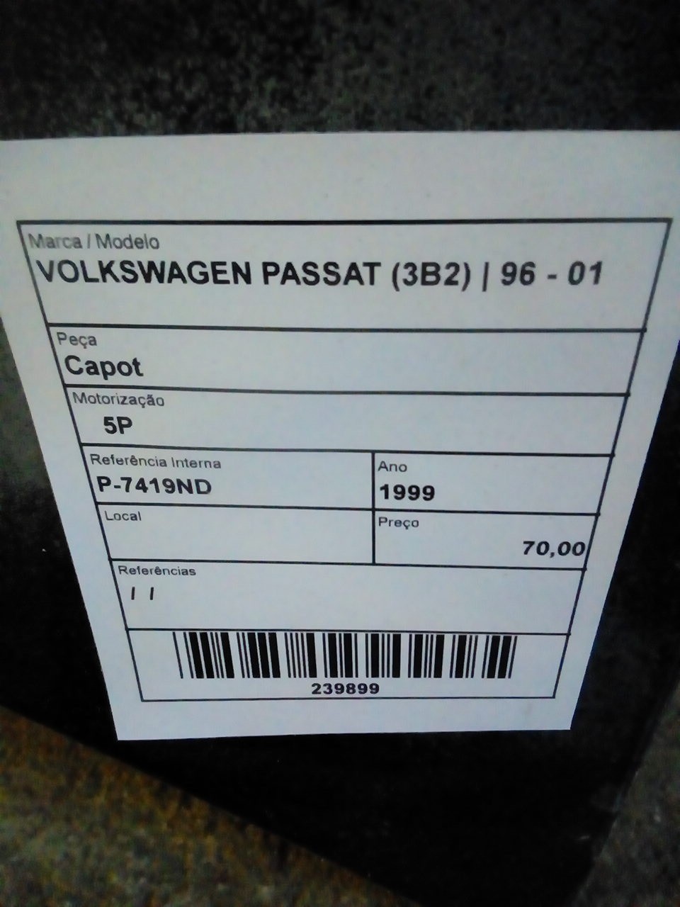 Capot VOLKSWAGEN PASSAT (3B2) | 96 - 01 Imagem-2