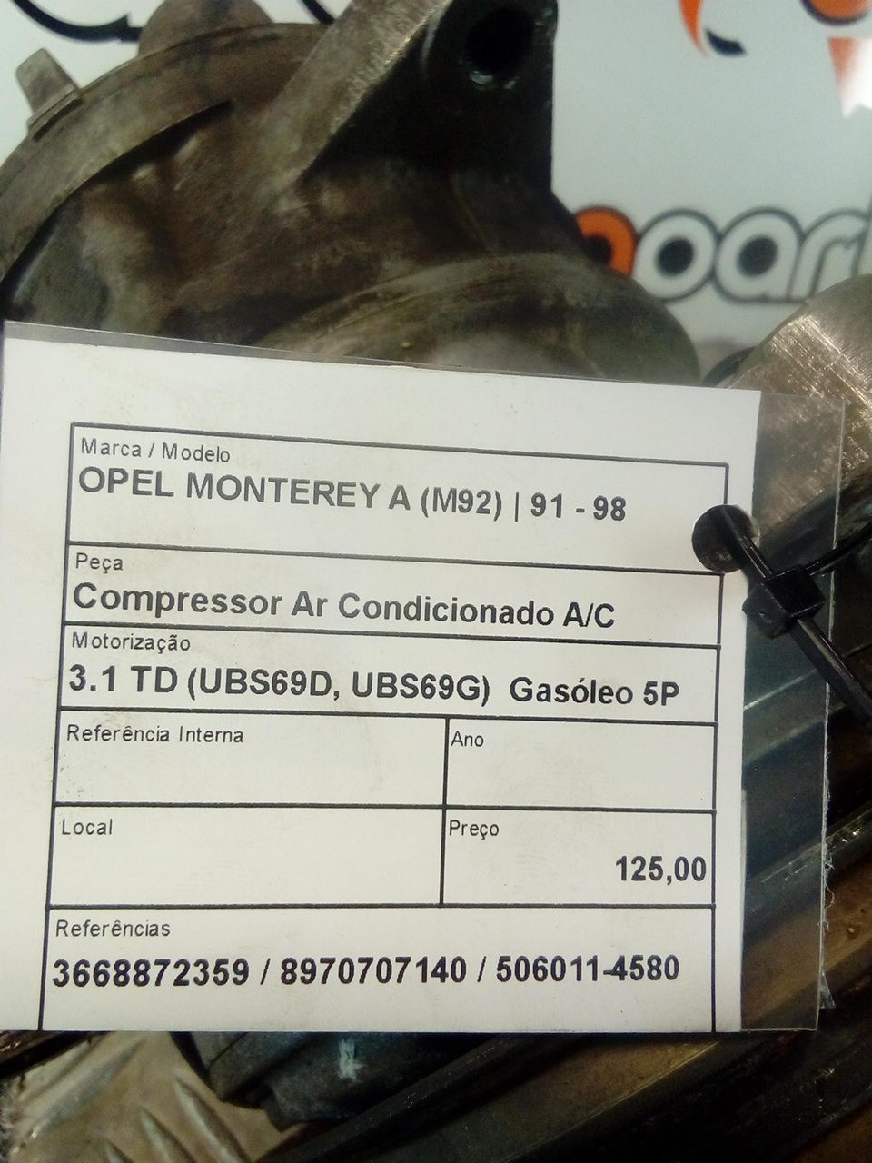 Compressor Ar Condicionado A/C OPEL MONTEREY A (M92) | 91 - 98 Imagem-3