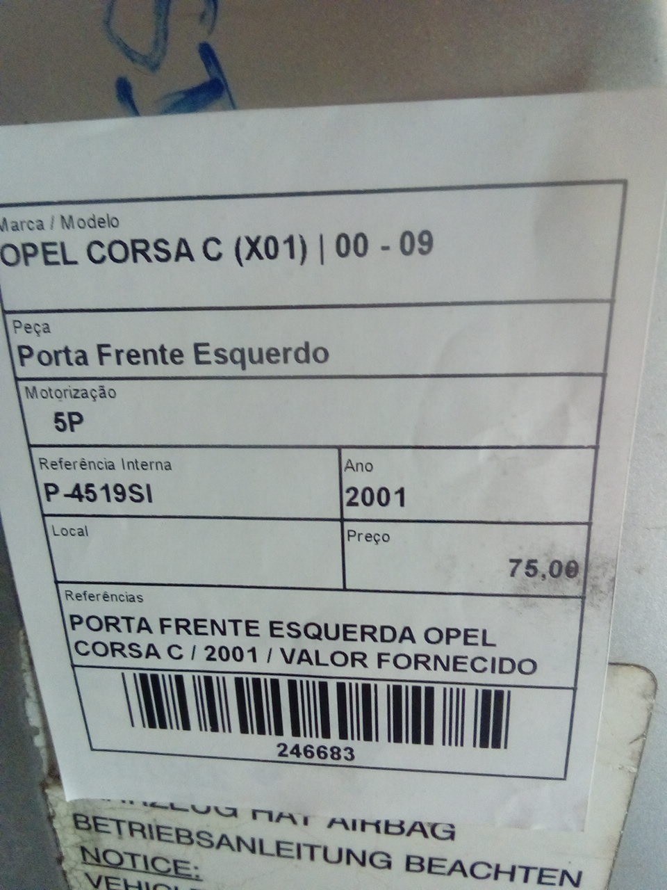 Porta Frente Esquerdo OPEL CORSA C (X01) | 00 - 09 Imagem-2