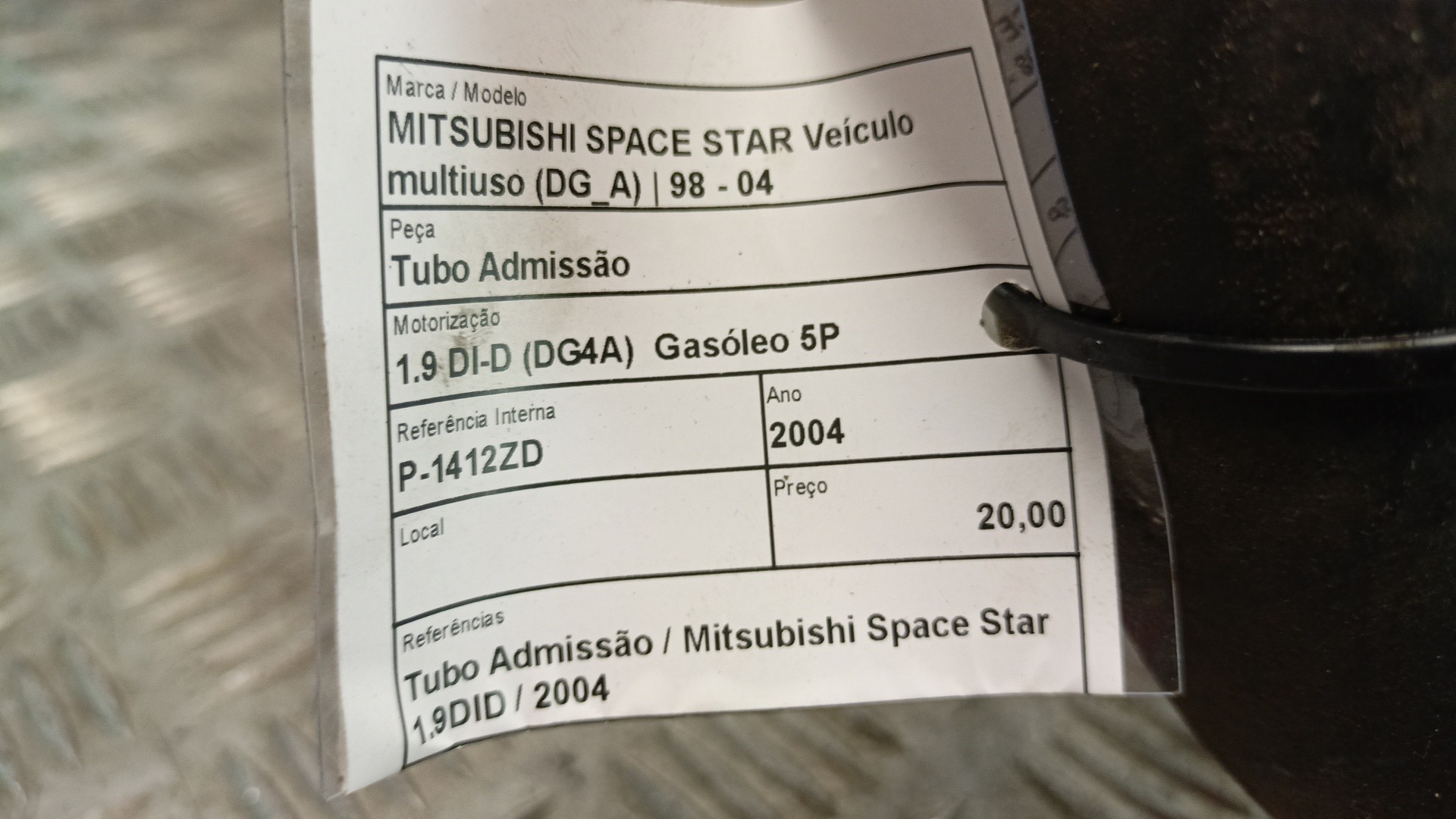 Air Intake Hose Pipe MITSUBISHI SPACE STAR Veículo multiuso (DG_A) | 98 - 04 Imagem-2
