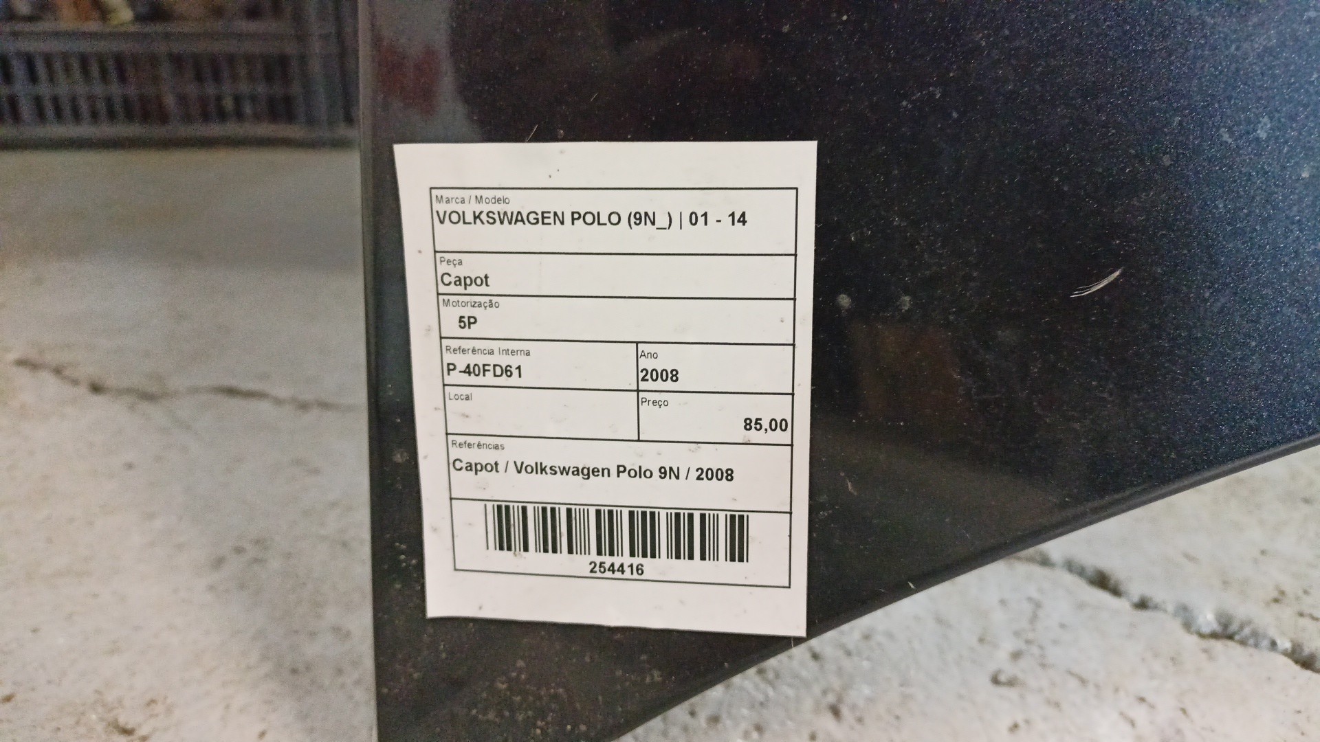 Capot VOLKSWAGEN POLO (9N_) | 01 - 14 Imagem-2