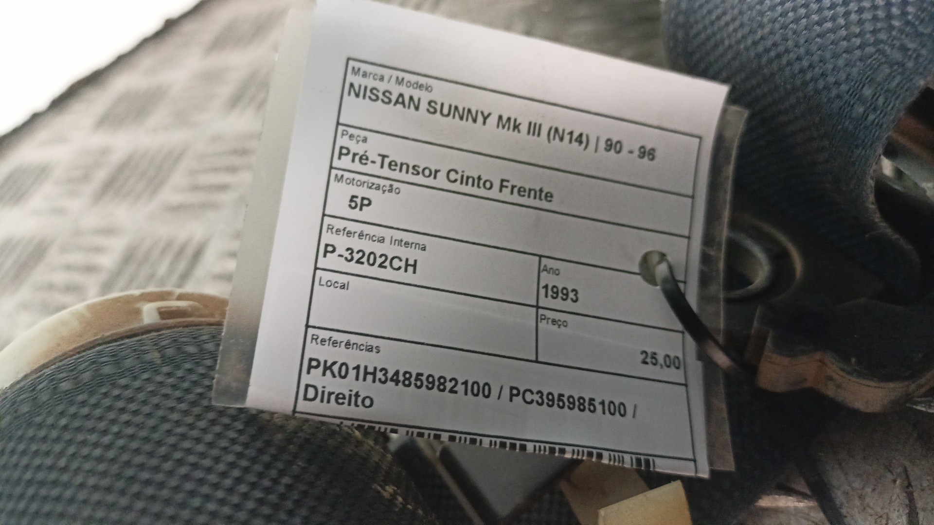 Pré-Tensor Cinto Frente NISSAN SUNNY III (N14) | 90 - 96 Imagem-4