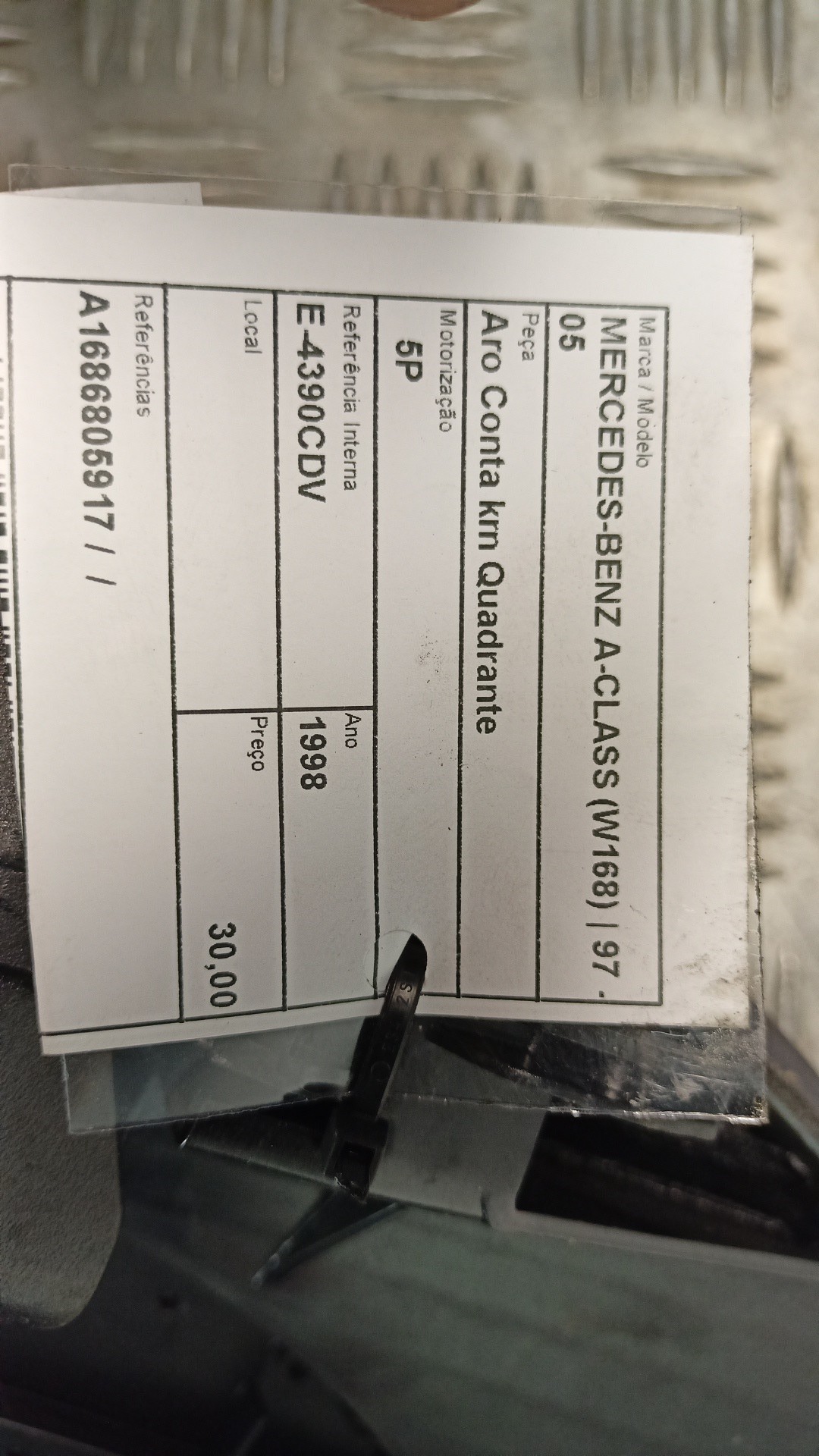 Abdeckung Tachoblende Verkleidung MERCEDES-BENZ A-CLASS (W168) | 97 - 05 Imagem-3