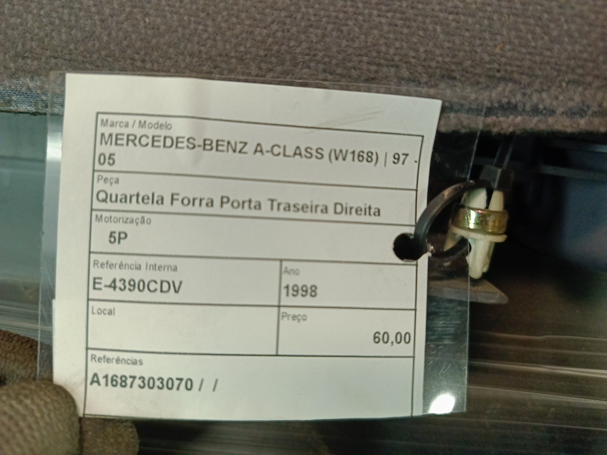 Quartela Forra Porta Traseira Direita MERCEDES-BENZ A-CLASS (W168) | 97 - 05 Imagem-4