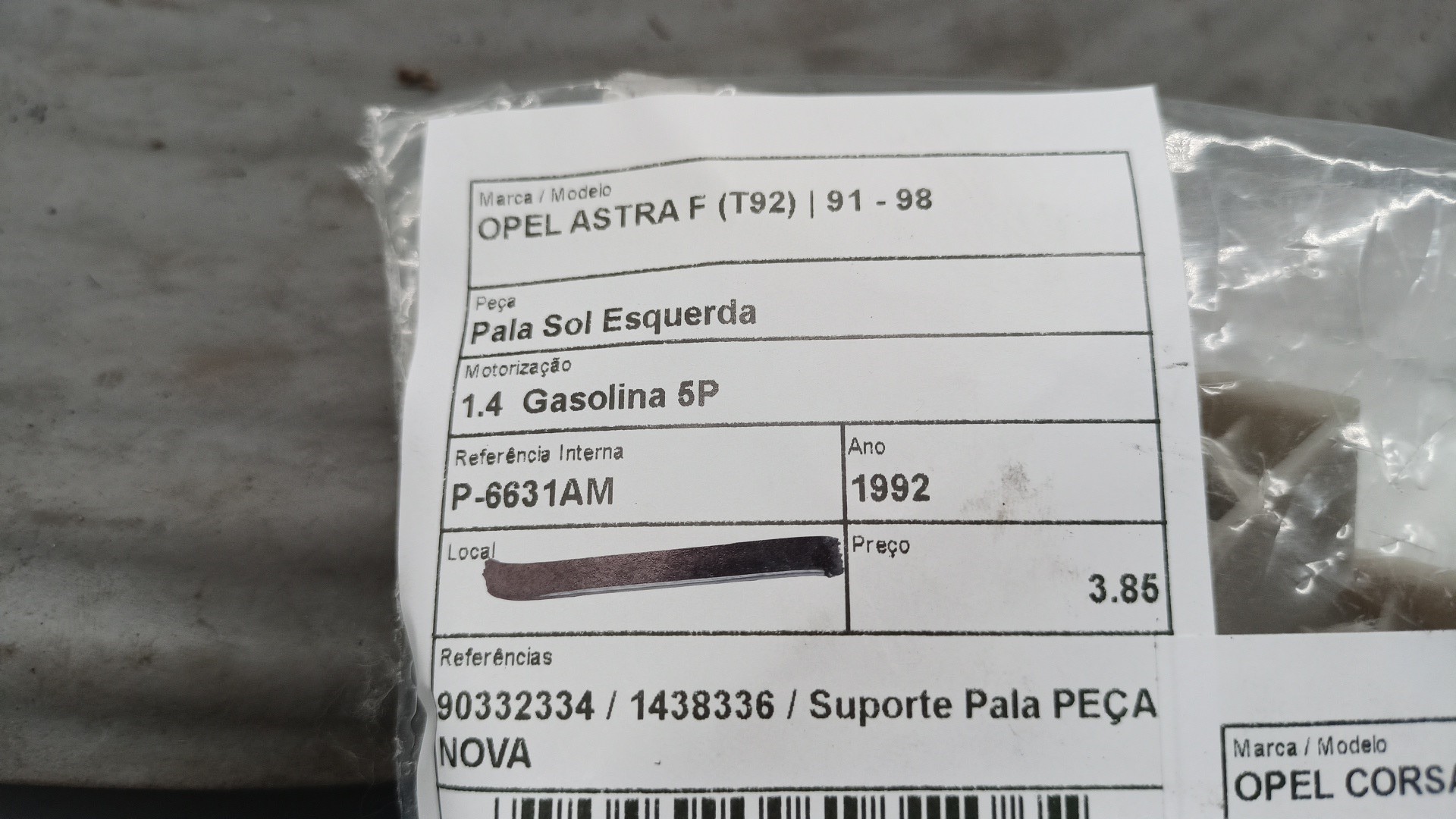 Pala Sol Esquerda OPEL ASTRA F (T92) | 91 - 98 Imagem-3