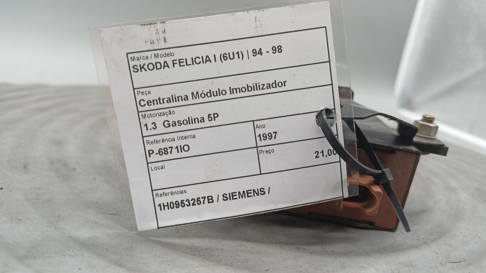 Centralina Immobilizer Immobilizzatore SKODA FELICIA I (6U1) | 94 - 98 Imagem-4