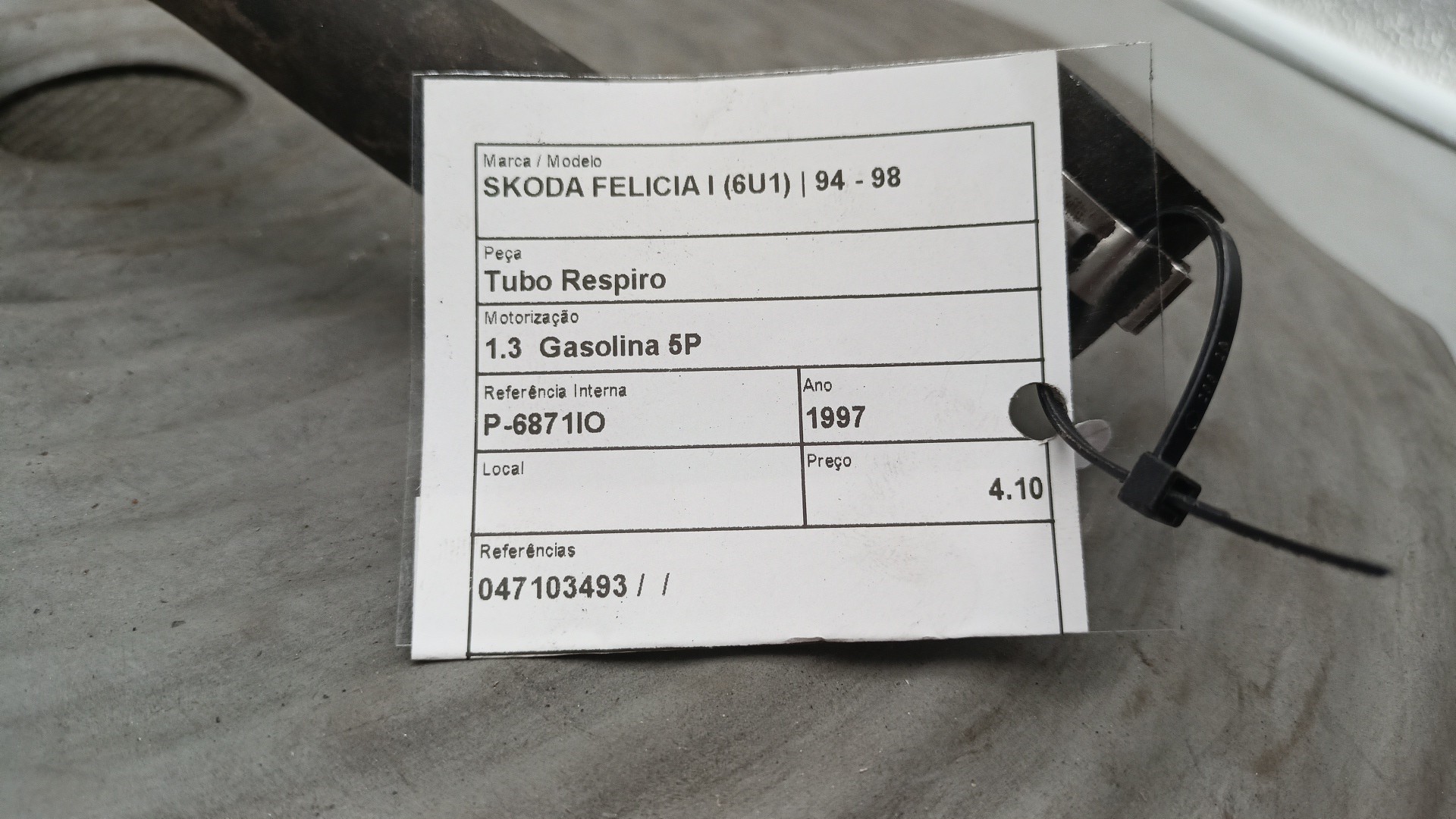 Tubo Respiro SKODA FELICIA I (6U1) | 94 - 98 Imagem-3