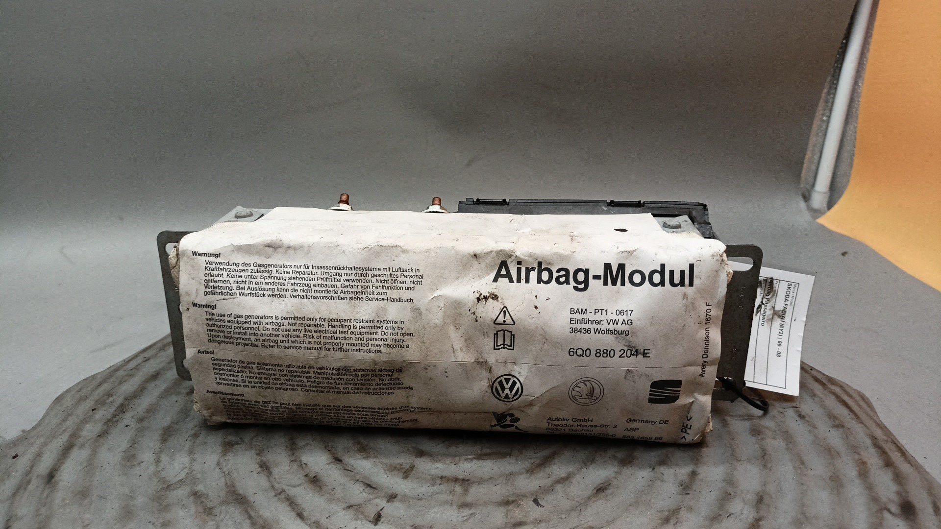 Right Airbag Dashboard SKODA FABIA I (6Y2) | 99 - 08