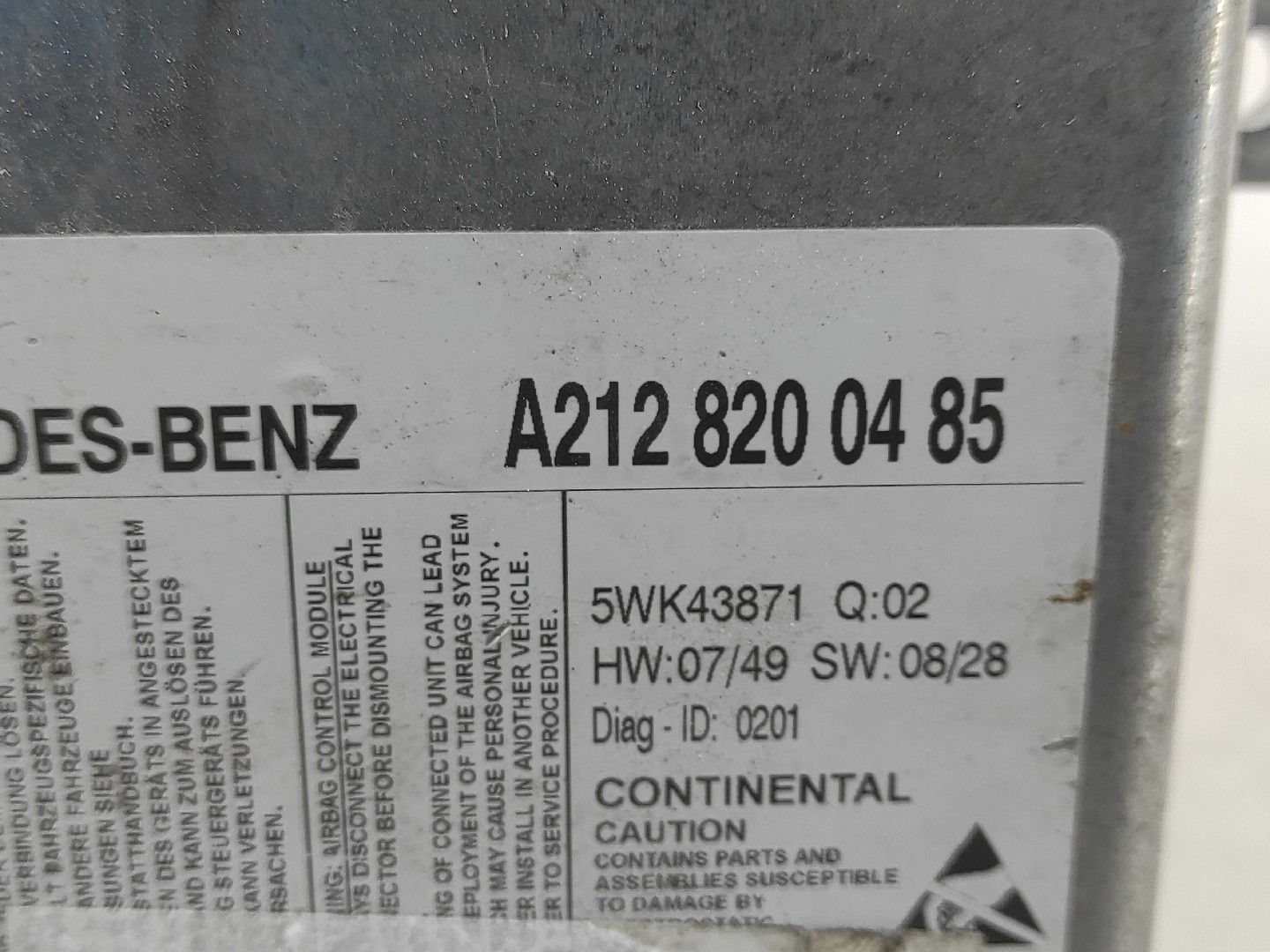 Calculateur Airbags MERCEDES-BENZ E-CLASS (W212) | 09 - 16 Imagem-4