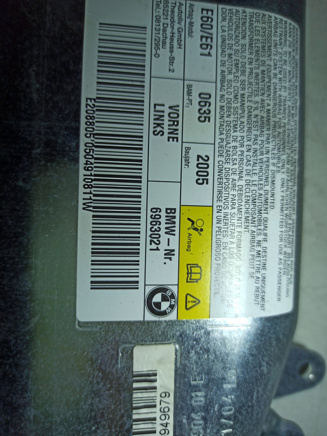 Air Bag Põrte Gaugue BMW 5 Touring (E61) | 04 - 10 Imagem-1