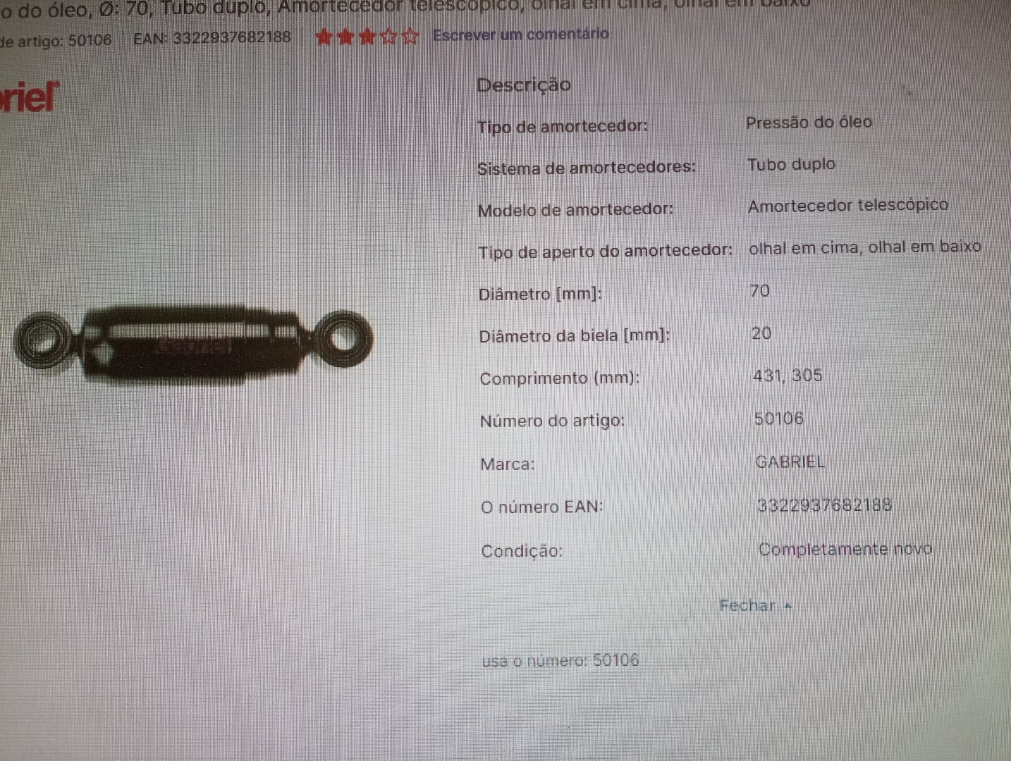 Amortecedor Dianteiro Universal Universal Imagem-6