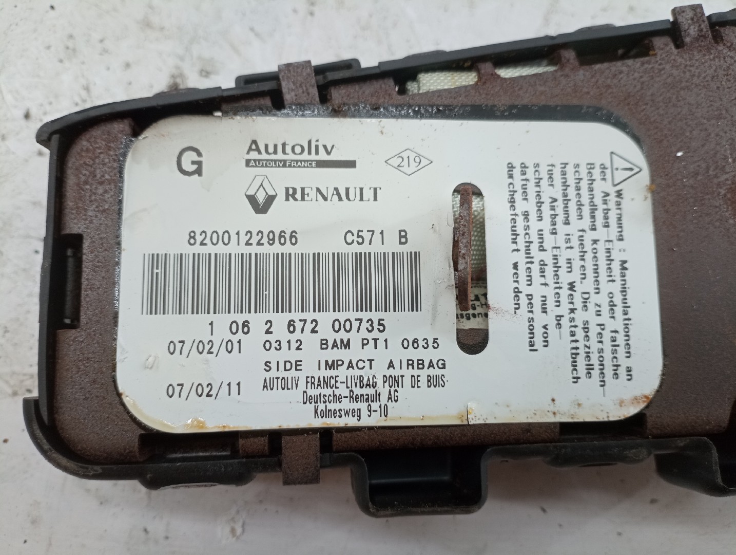 Airbag Banco Esquerdo RENAULT LAGUNA II (BG0/1_) | 01 - 07